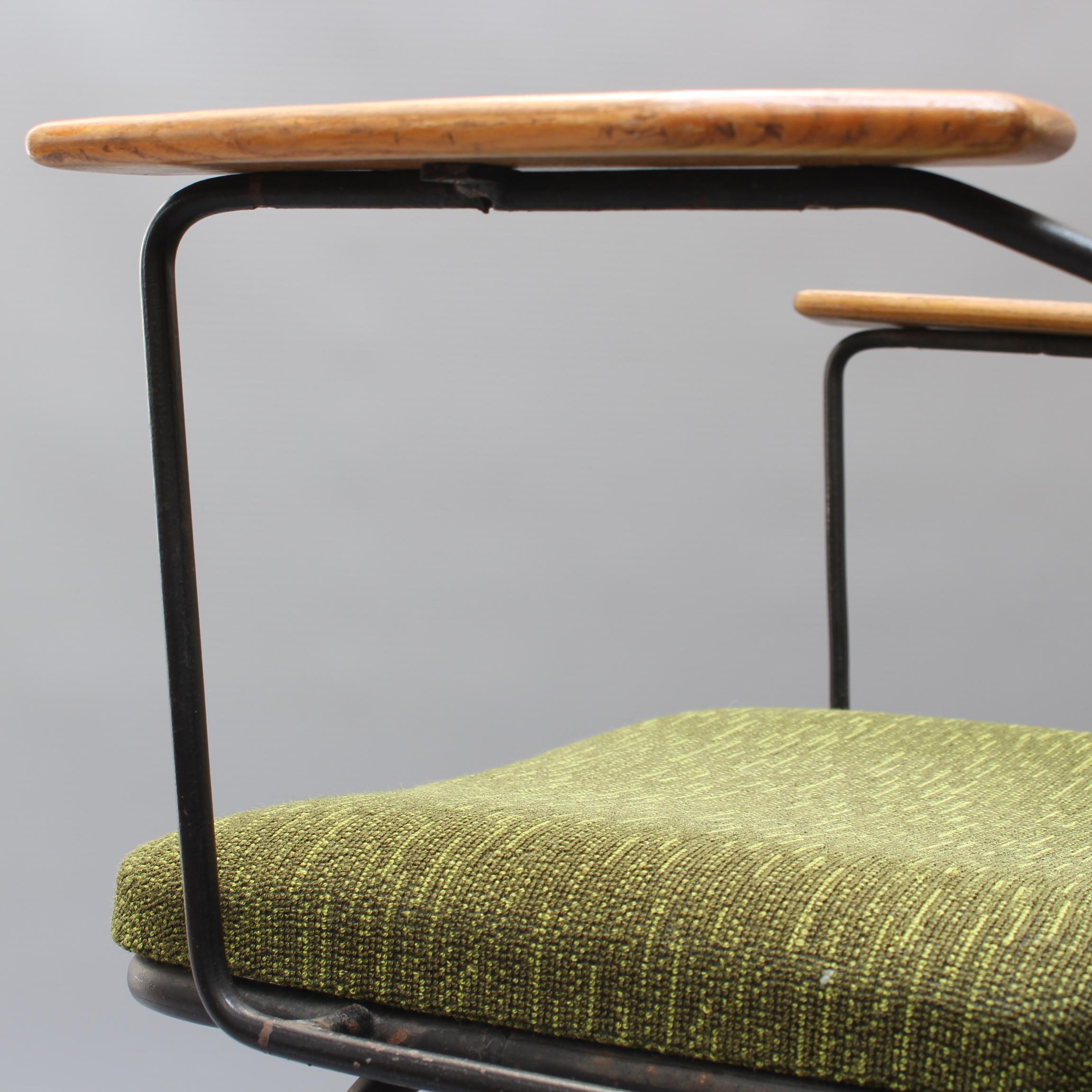 Vintage Desk Chair with Armrests by Jean-Louis Bonnant (circa 1956) For Sale 10
