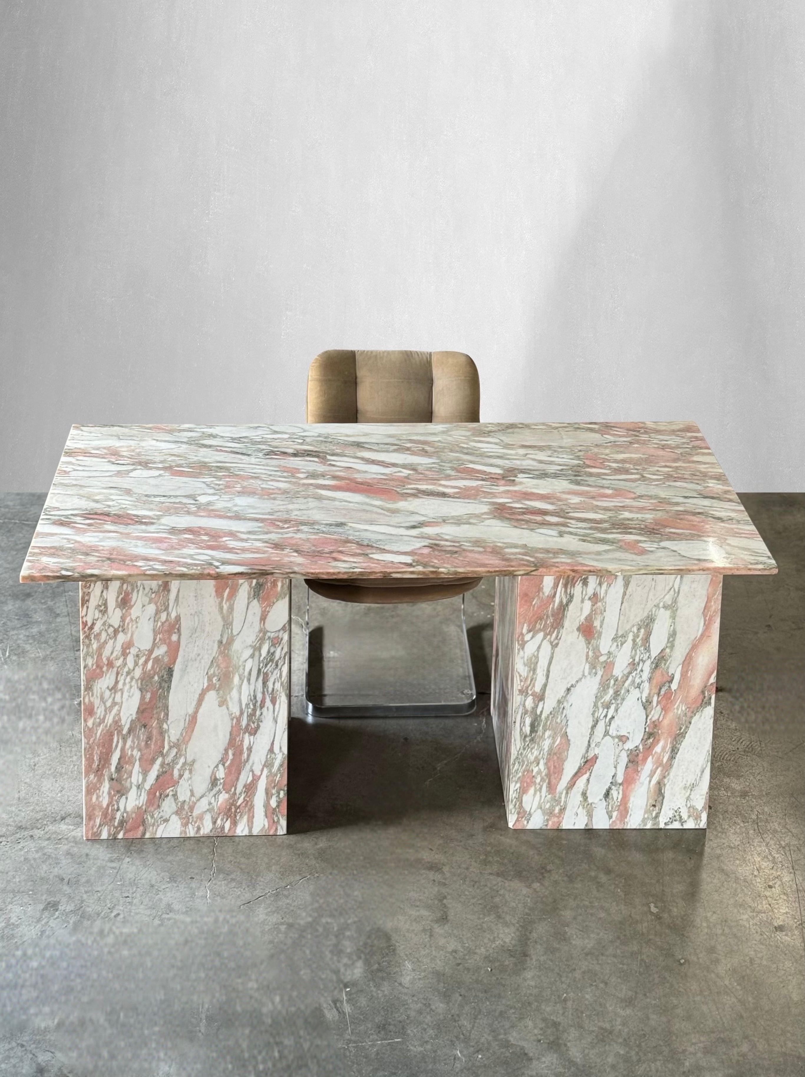 Post-Modern Vintage Desk in Norwegian Rose Marble