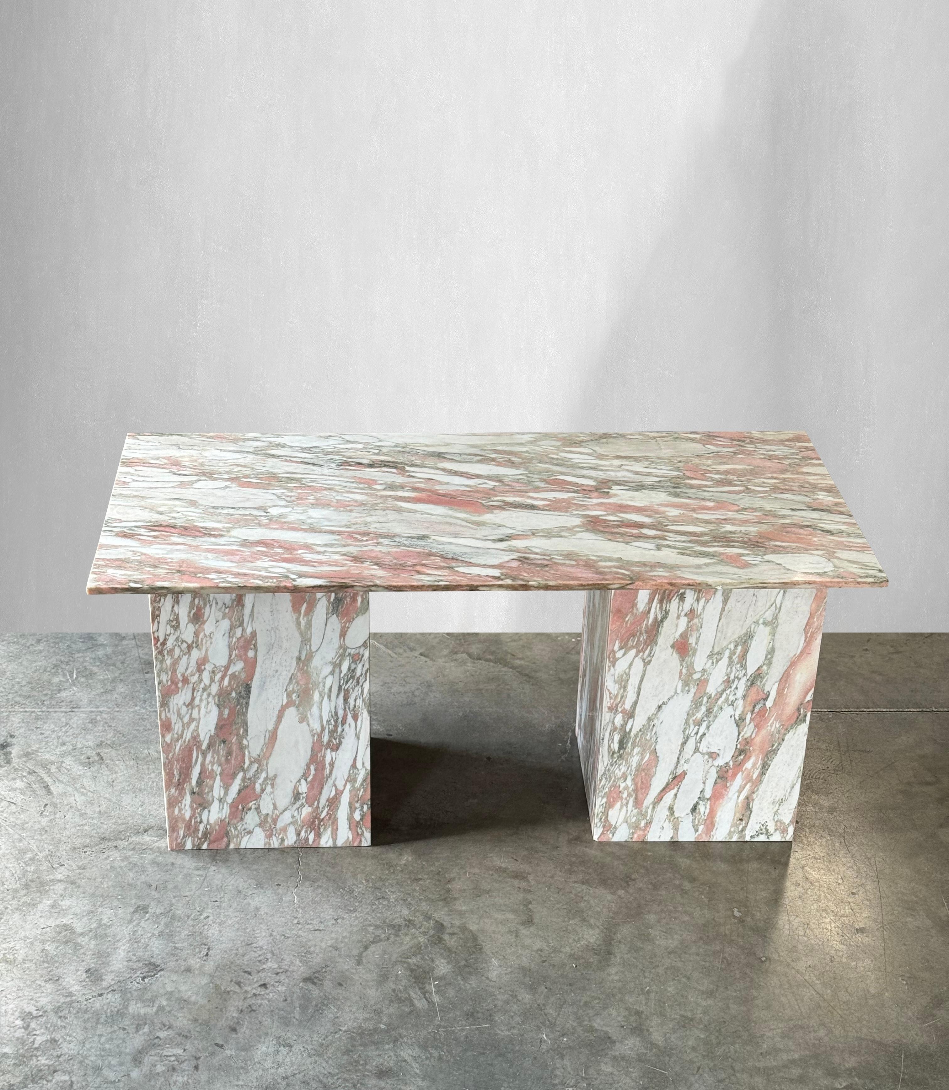 Italian Vintage Desk in Norwegian Rose Marble