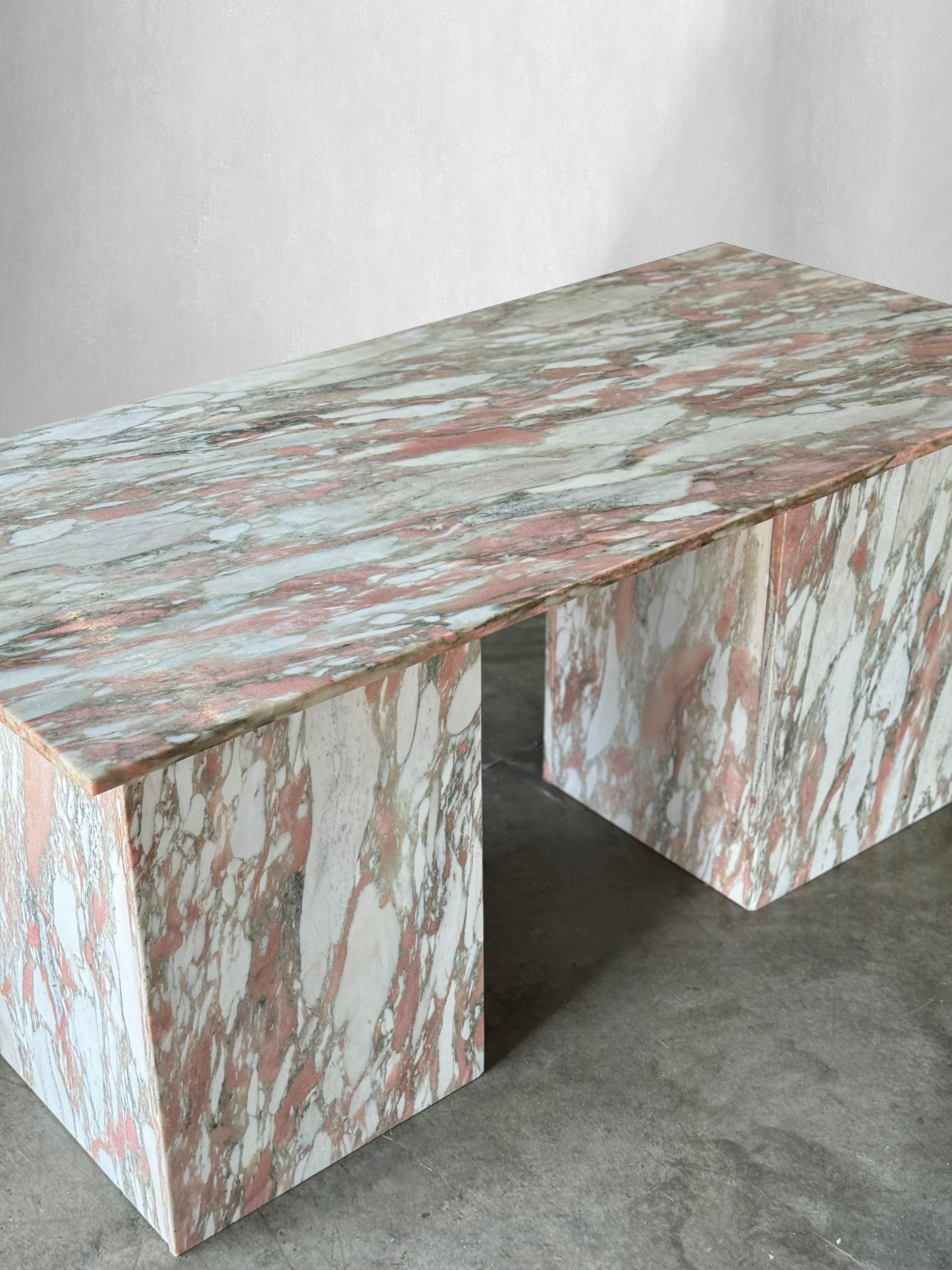 Late 20th Century Vintage Desk in Norwegian Rose Marble