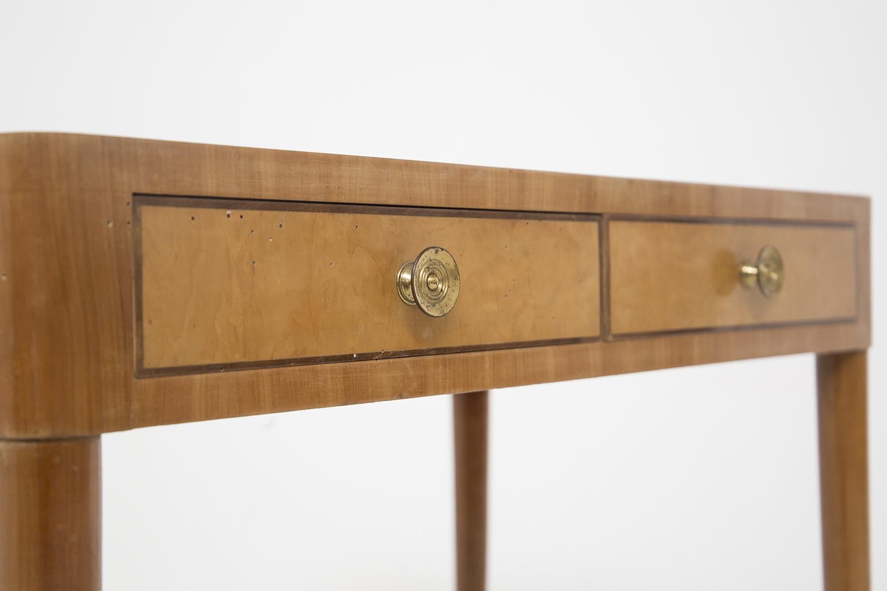Mid-20th Century Vintage Desk in Wood and Brass by Paolo Buffa