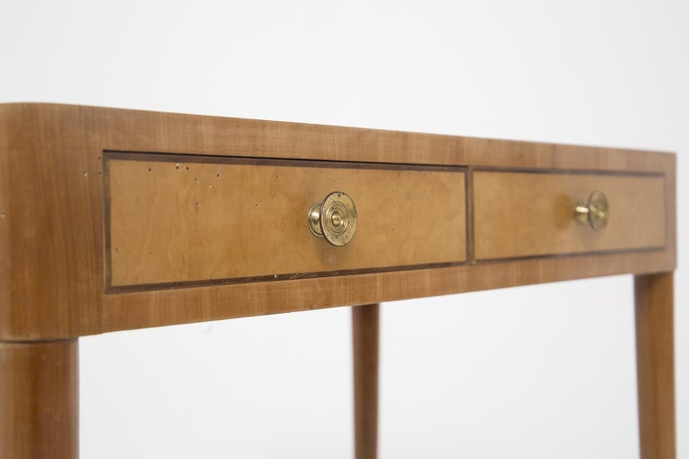 Mid-20th Century Vintage Desk in Wood and Brass by Paolo Buffa For Sale