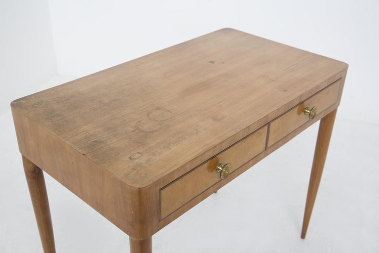 Vintage Desk in Wood and Brass by Paolo Buffa For Sale 2