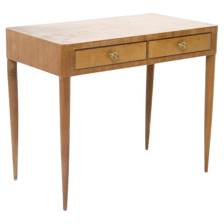 Vintage Desk in Wood and Brass by Paolo Buffa For Sale