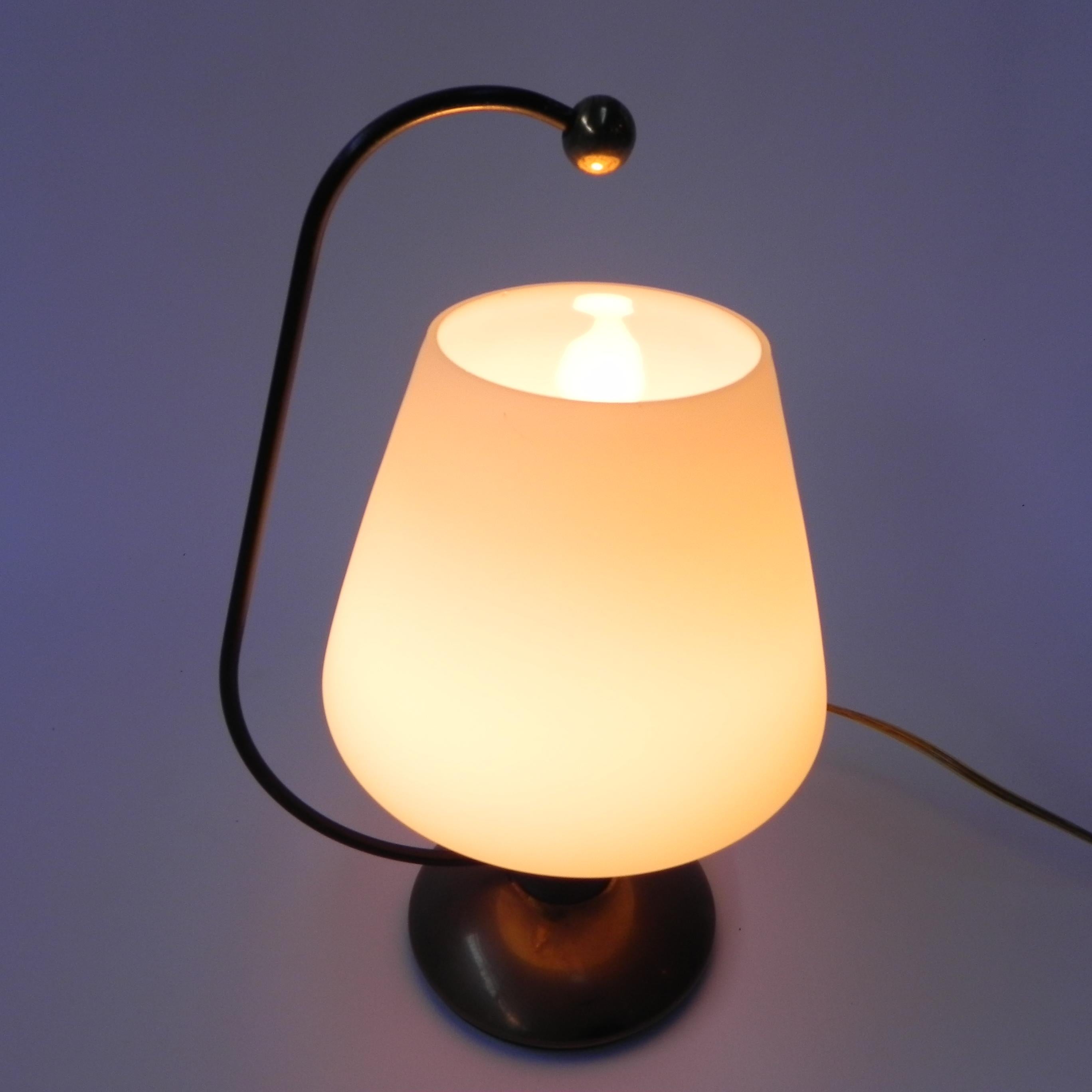 Mid-Century Modern Vintage desk lamp with white glass shade For Sale
