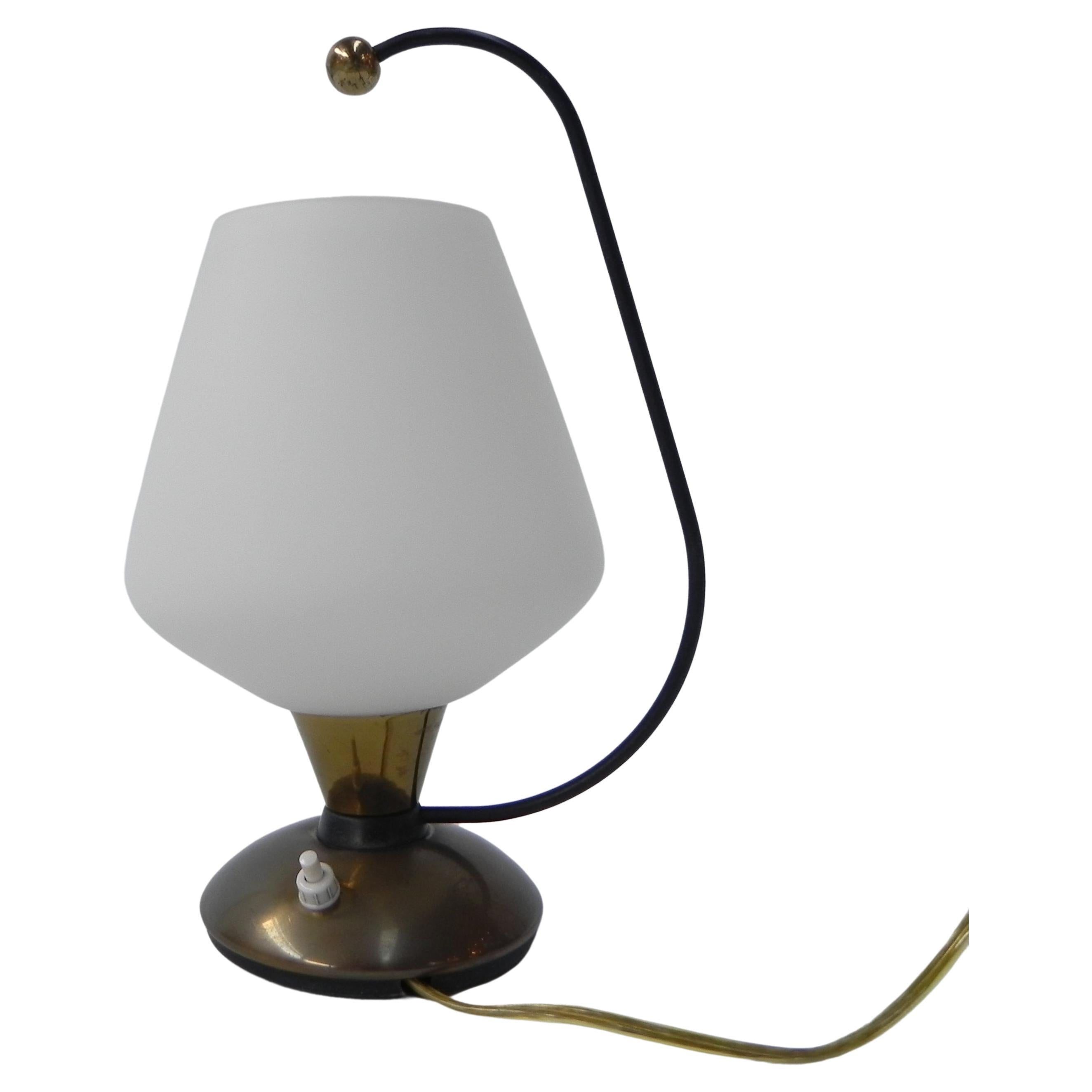 Vintage desk lamp with white glass shade For Sale