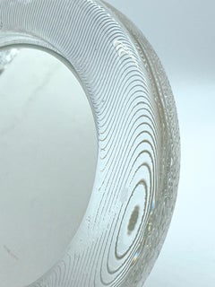 Vintage desk mirror in ribbed glass frame, decorative table accessory