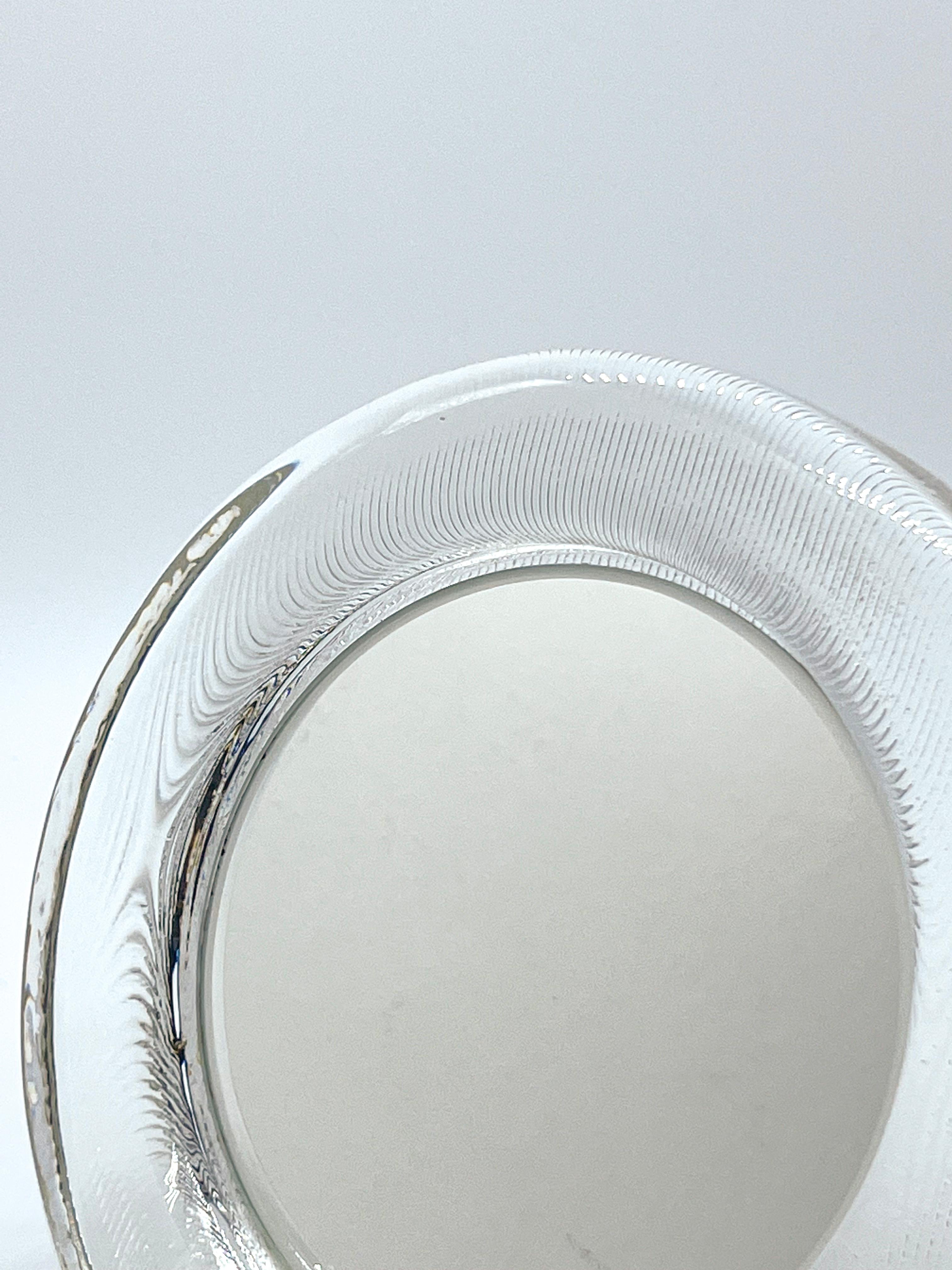 European Vintage desk mirror in ribbed glass frame, decorative table accessory For Sale