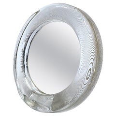 Vintage desk mirror in ribbed glass frame, decorative table accessory