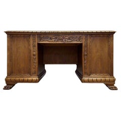 Vintage desk  Neo-Renaissance  1950  Walnut