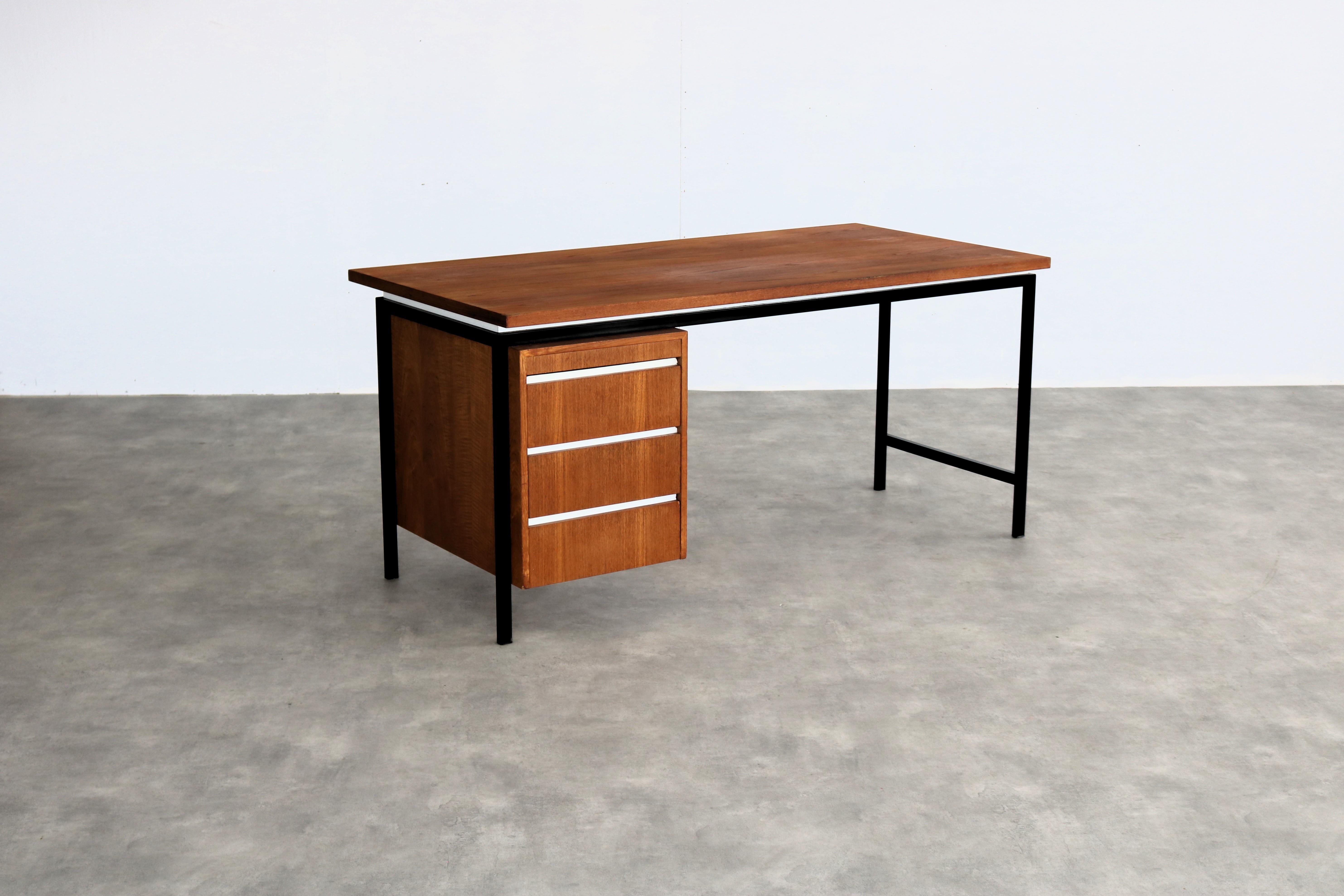 Dutch Vintage desk  teak  metal  1960s  Period  1960s For Sale