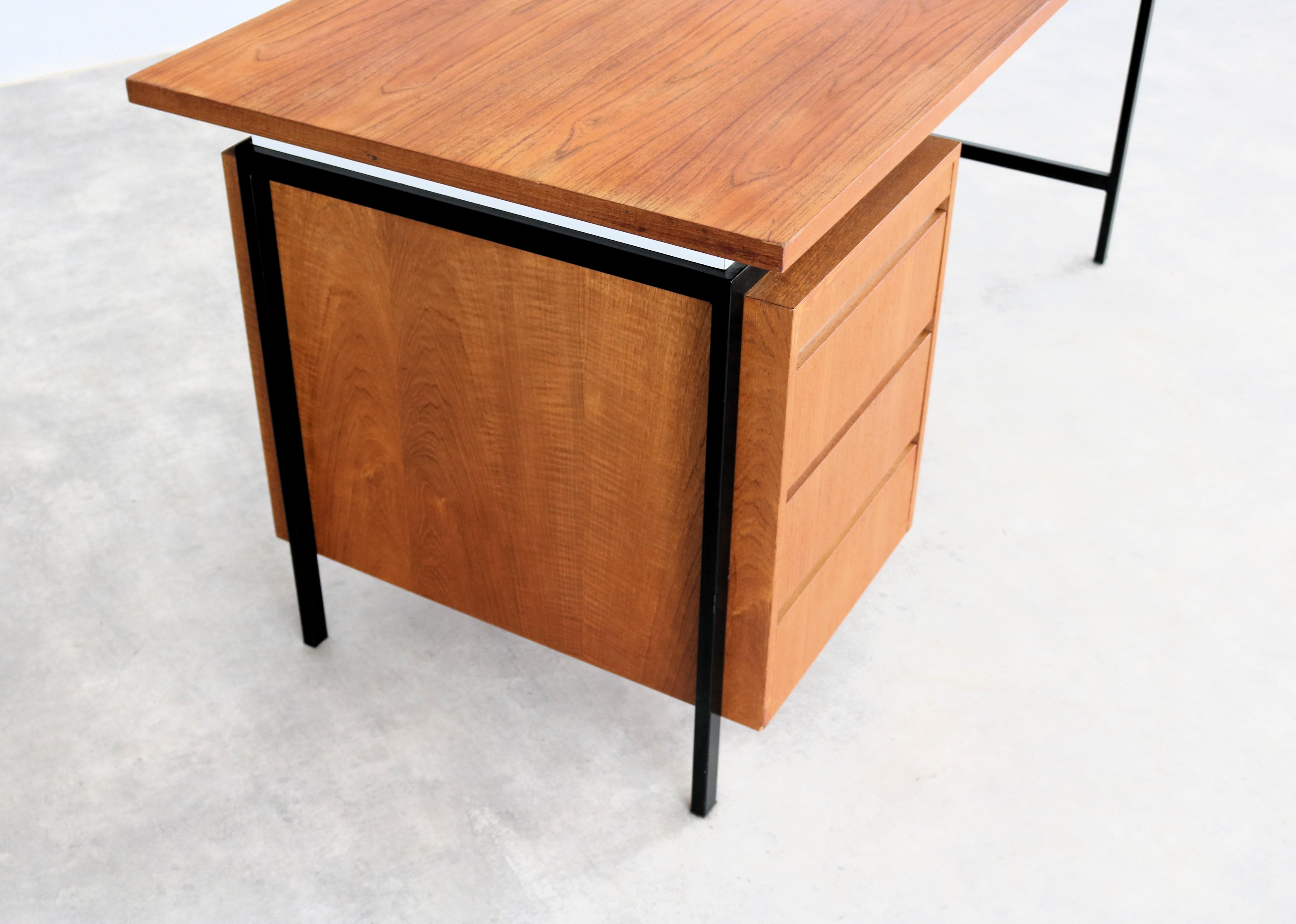 Mid-20th Century Vintage desk  teak  metal  1960s  Period  1960s For Sale
