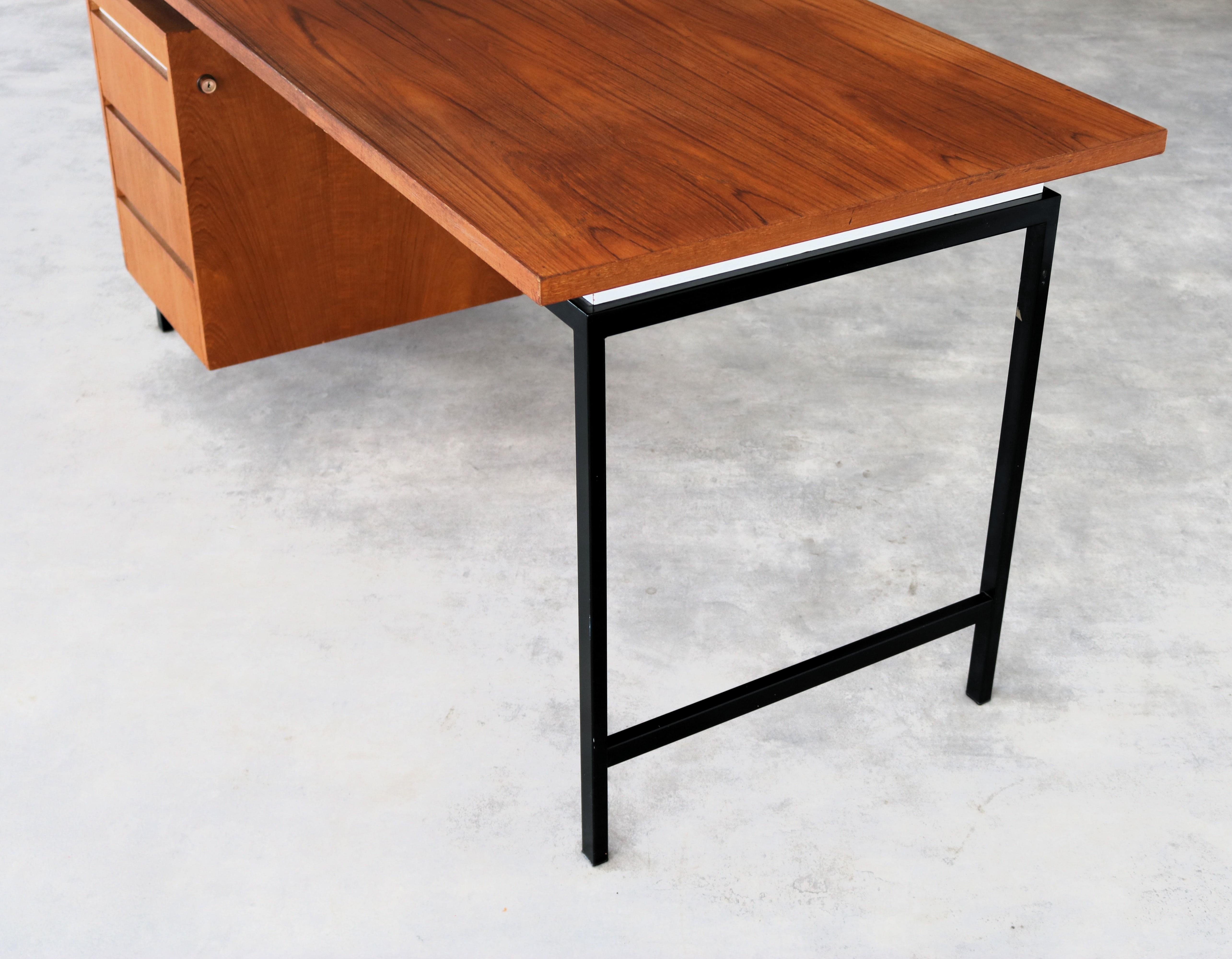 Vintage desk  teak  metal  1960s  Period  1960s For Sale 1