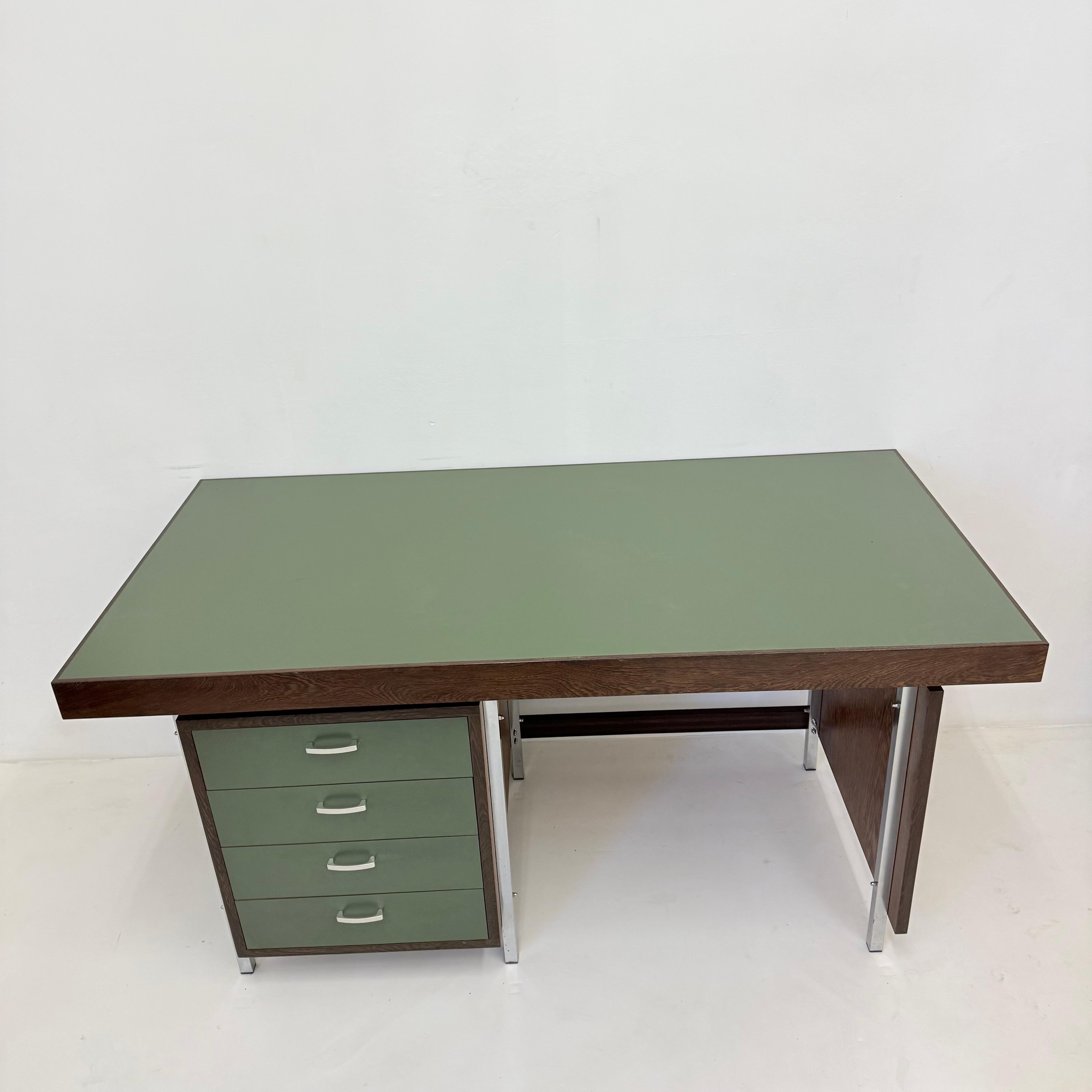 Vintage desk wegné wood with green formica top , 1970s 3