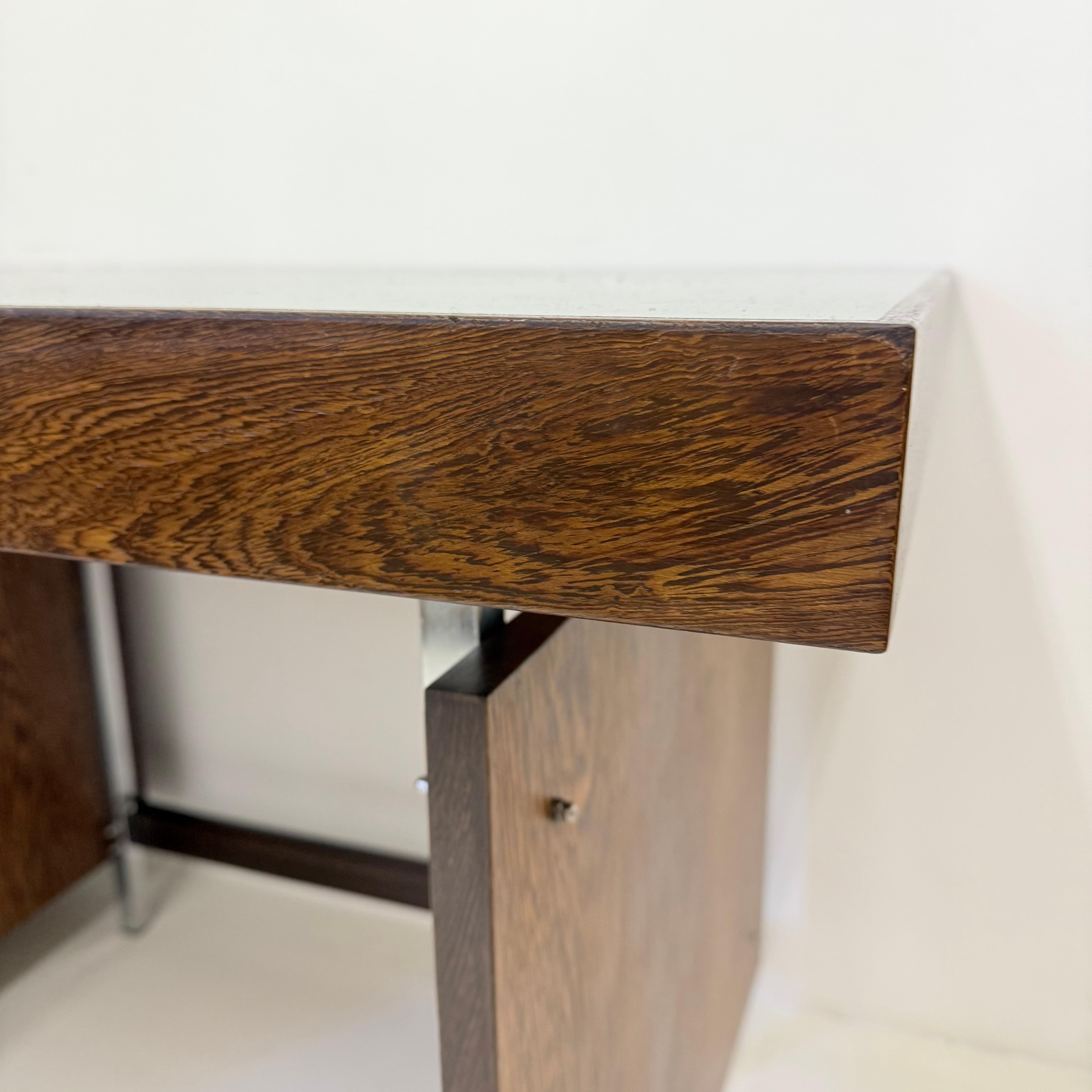 Vintage desk wegné wood with green formica top , 1970s 5