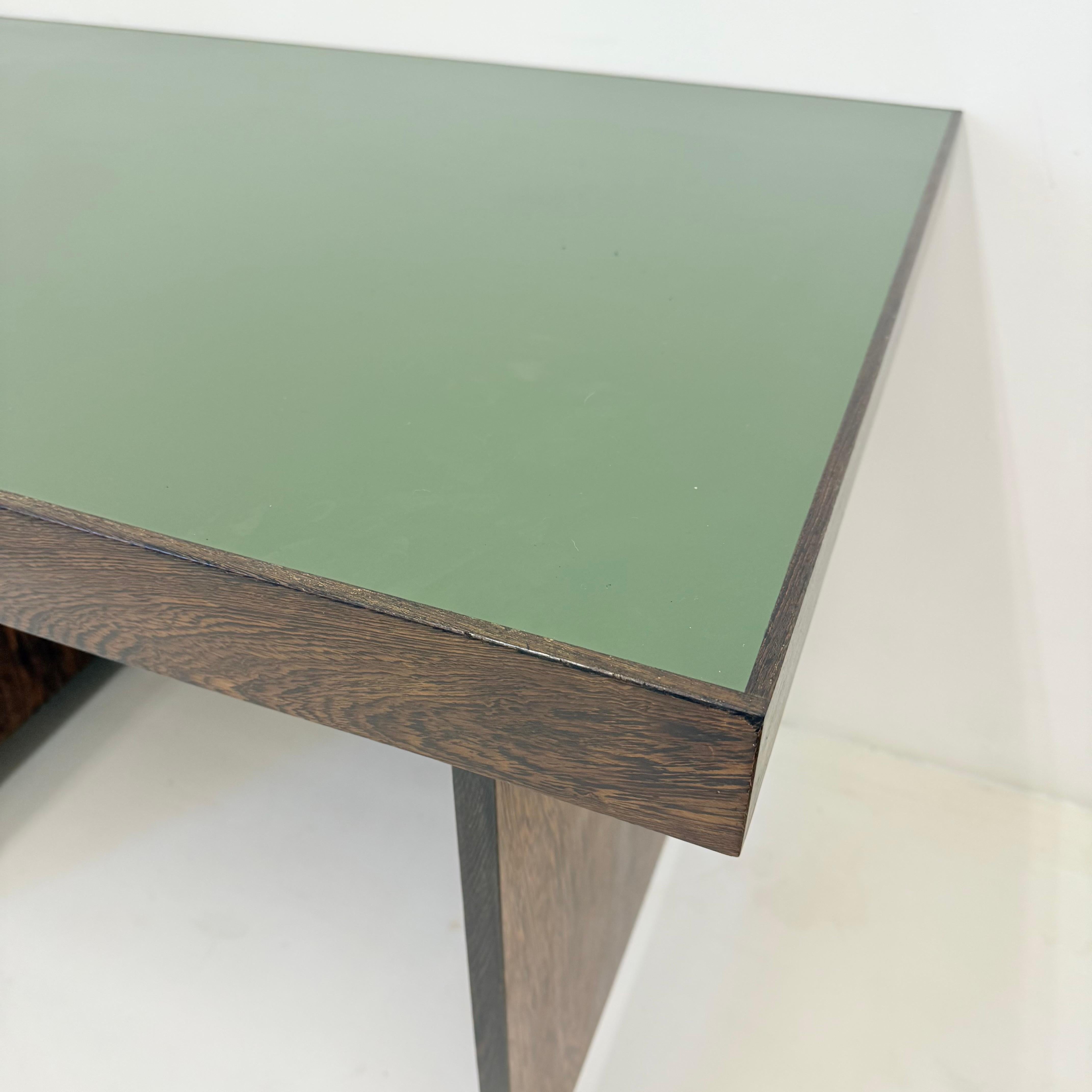 Vintage desk wegné wood with green formica top , 1970s 6