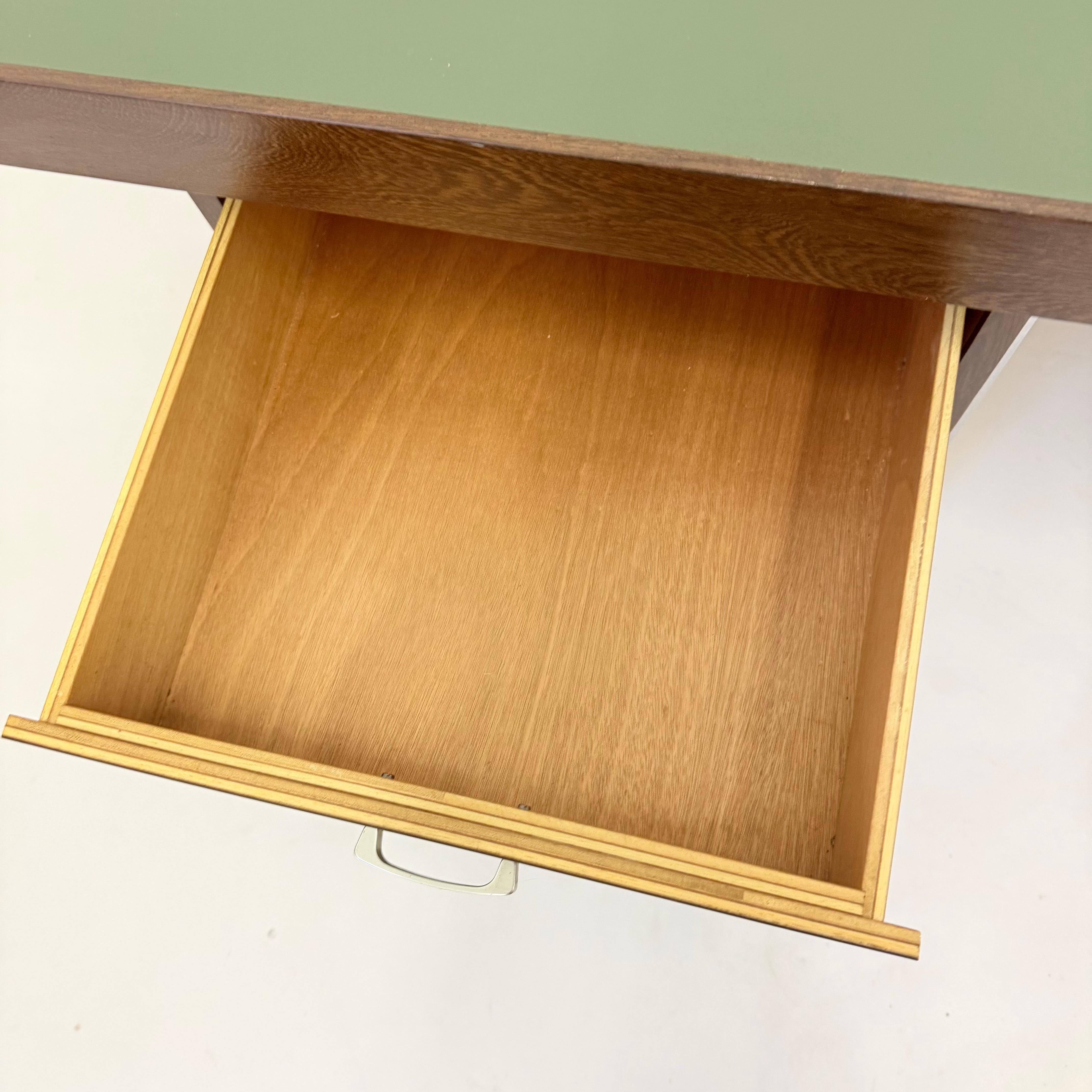 Vintage desk wegné wood with green formica top , 1970s 10