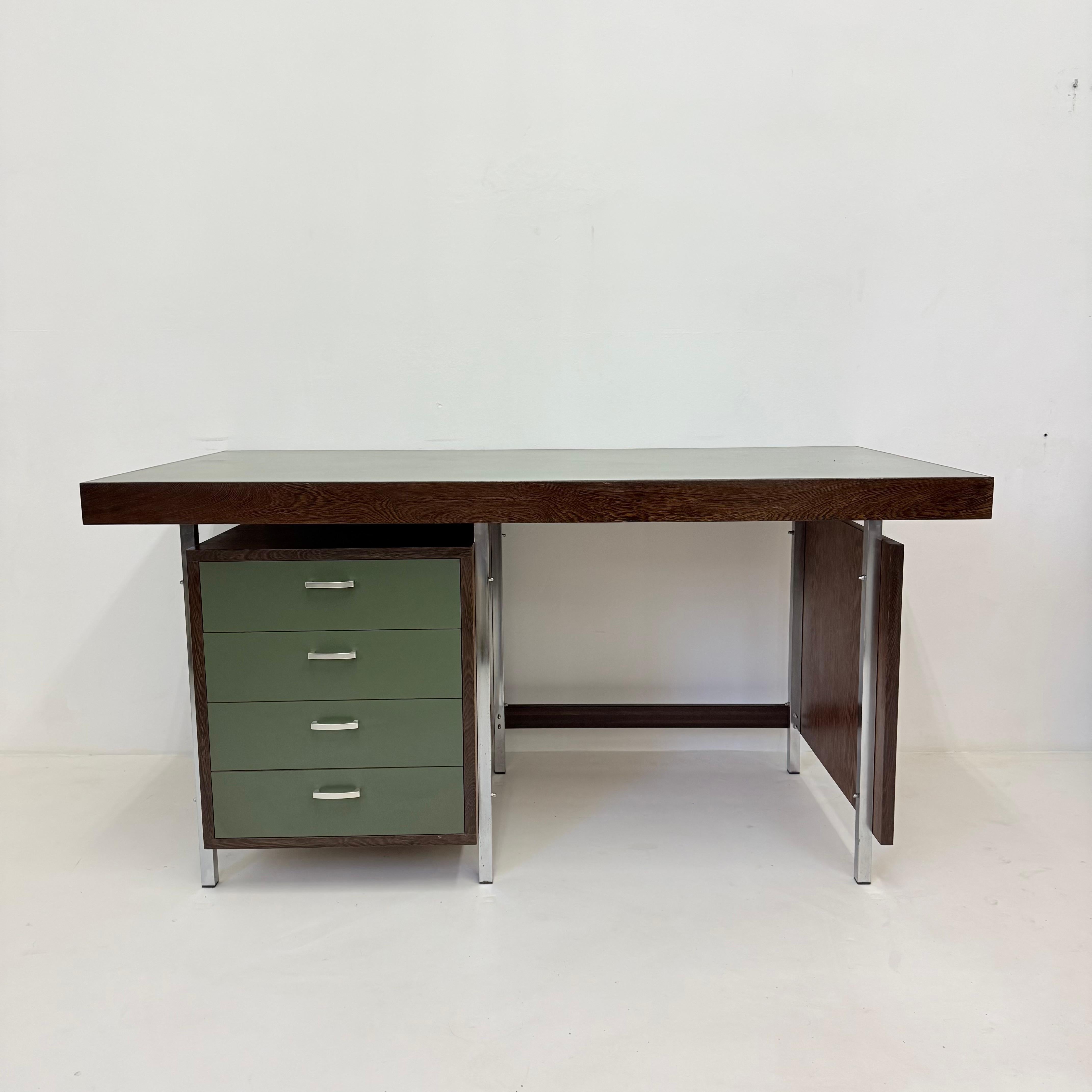 Mid-Century Modern Vintage desk wegné wood with green formica top , 1970s