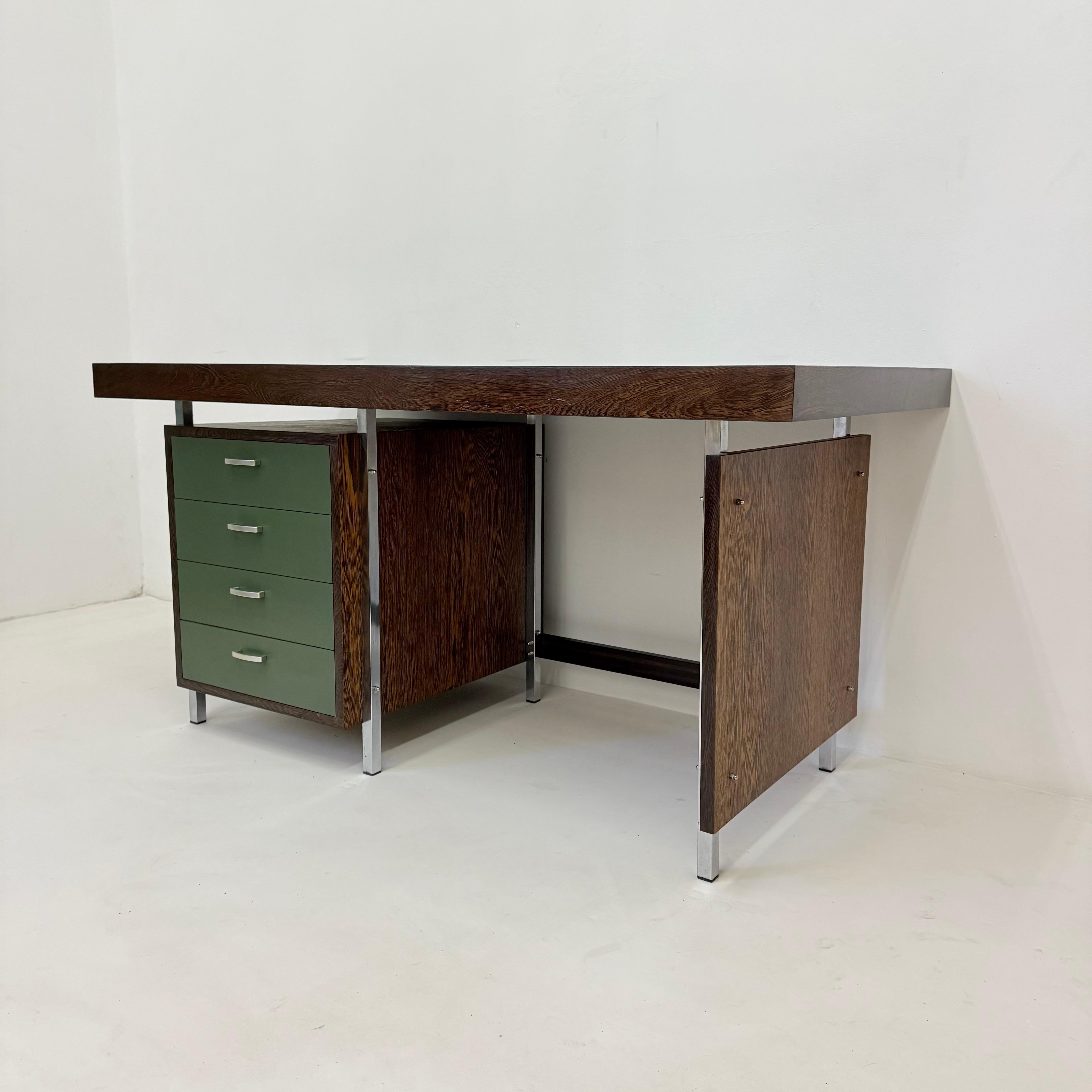 Vintage desk wegné wood with green formica top , 1970s In Good Condition In Delft, NL