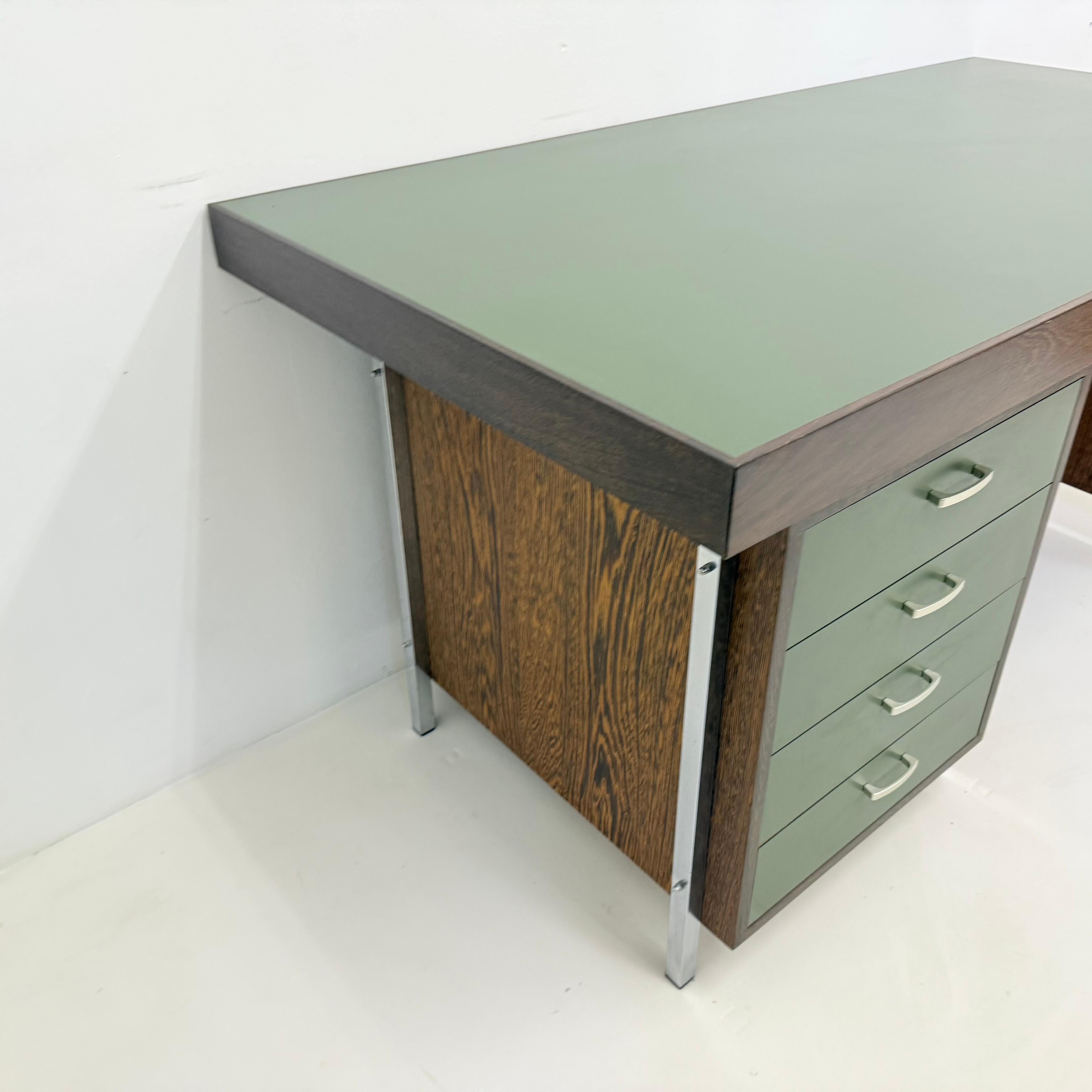 Vintage desk wegné wood with green formica top , 1970s 2
