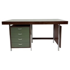 Vintage desk wegné wood with green formica top , 1970s