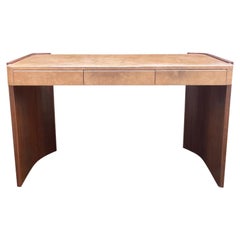 Vintage Desk with 3 Drawers in Wood and Leather