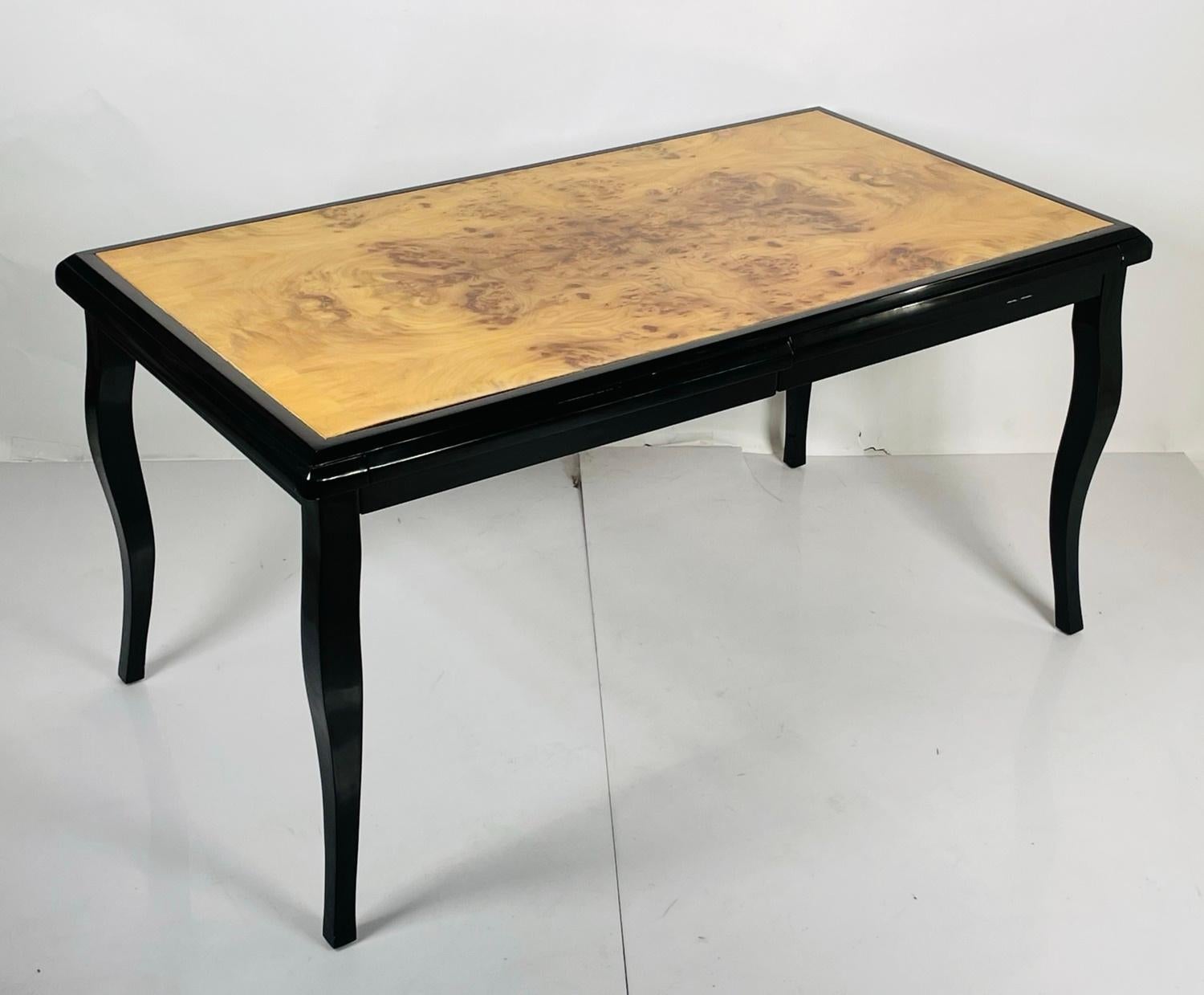 Hand-Crafted Vintage Desk With Burlwood Top in the style of Pace Collection, USA 1970's For Sale