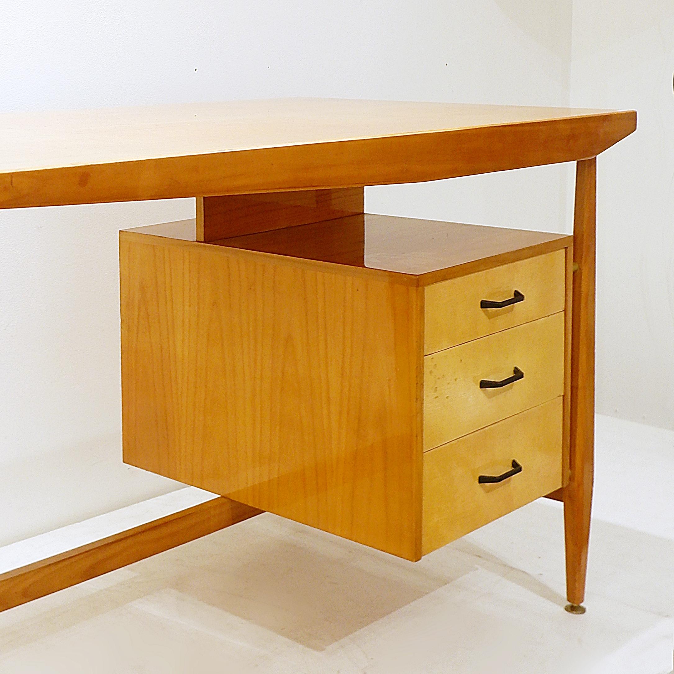 Vintage-Schreibtisch mit Kommode, Italien - 1950er Jahre (Moderne der Mitte des Jahrhunderts) im Angebot