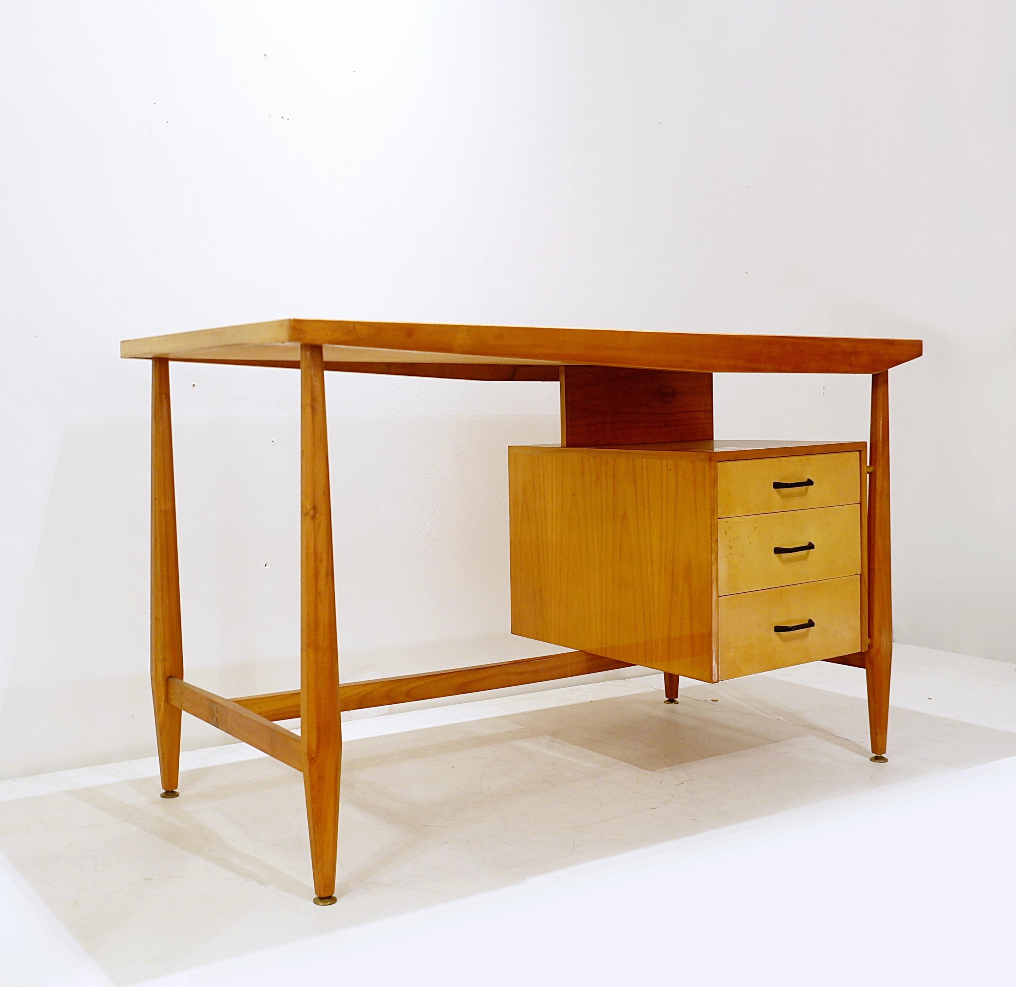 Vintage-Schreibtisch mit Kommode, Italien - 1950er Jahre im Zustand „Gut“ im Angebot in Uccle, BE