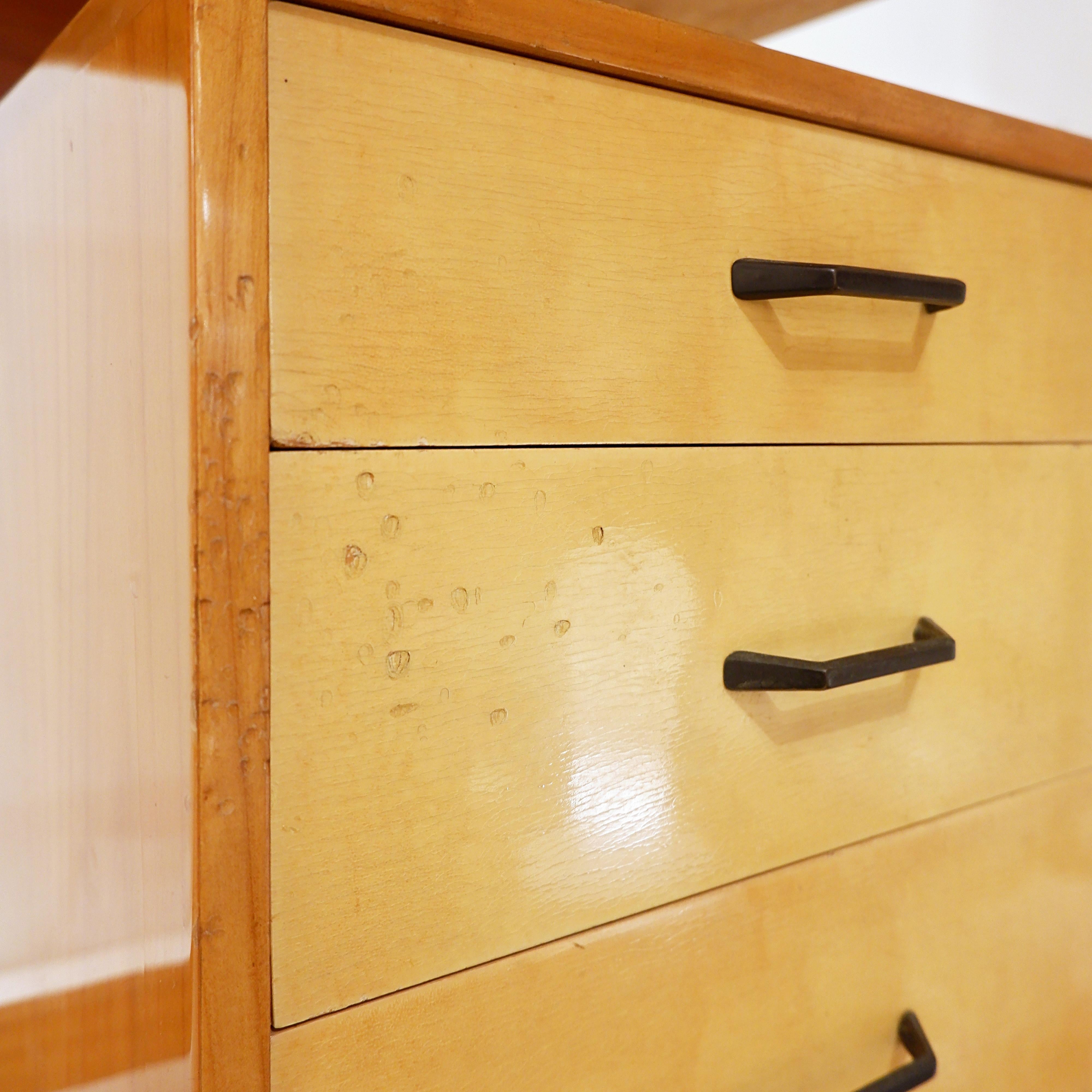 Vintage-Schreibtisch mit Kommode, Italien - 1950er Jahre (Holz) im Angebot