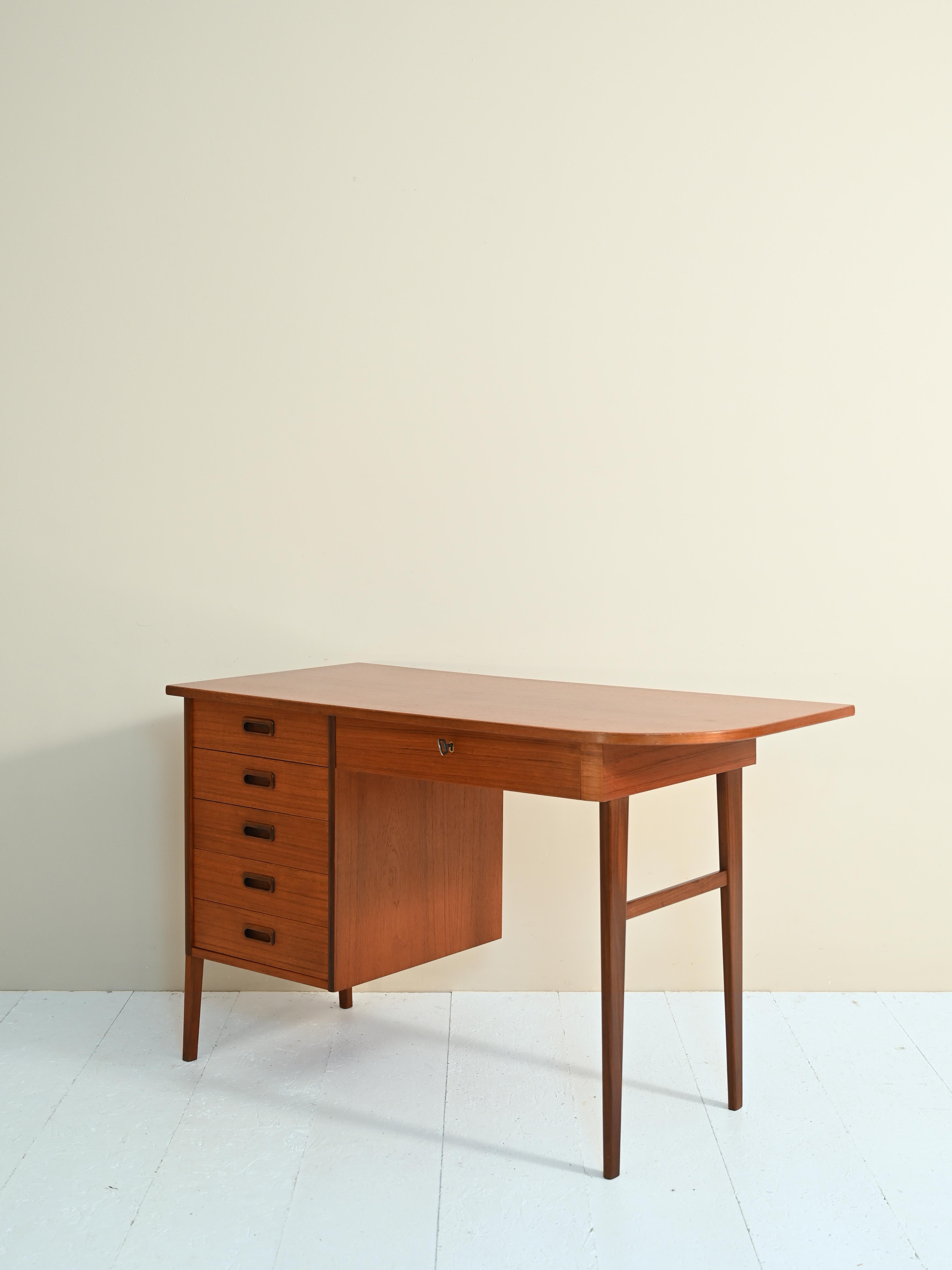 Scandinavian Modern Vintage Desk with Drawers