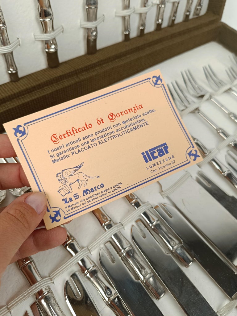 Vintage Dessert Cutlery Set made in Silve Plated Faux Bamboo - Main Image