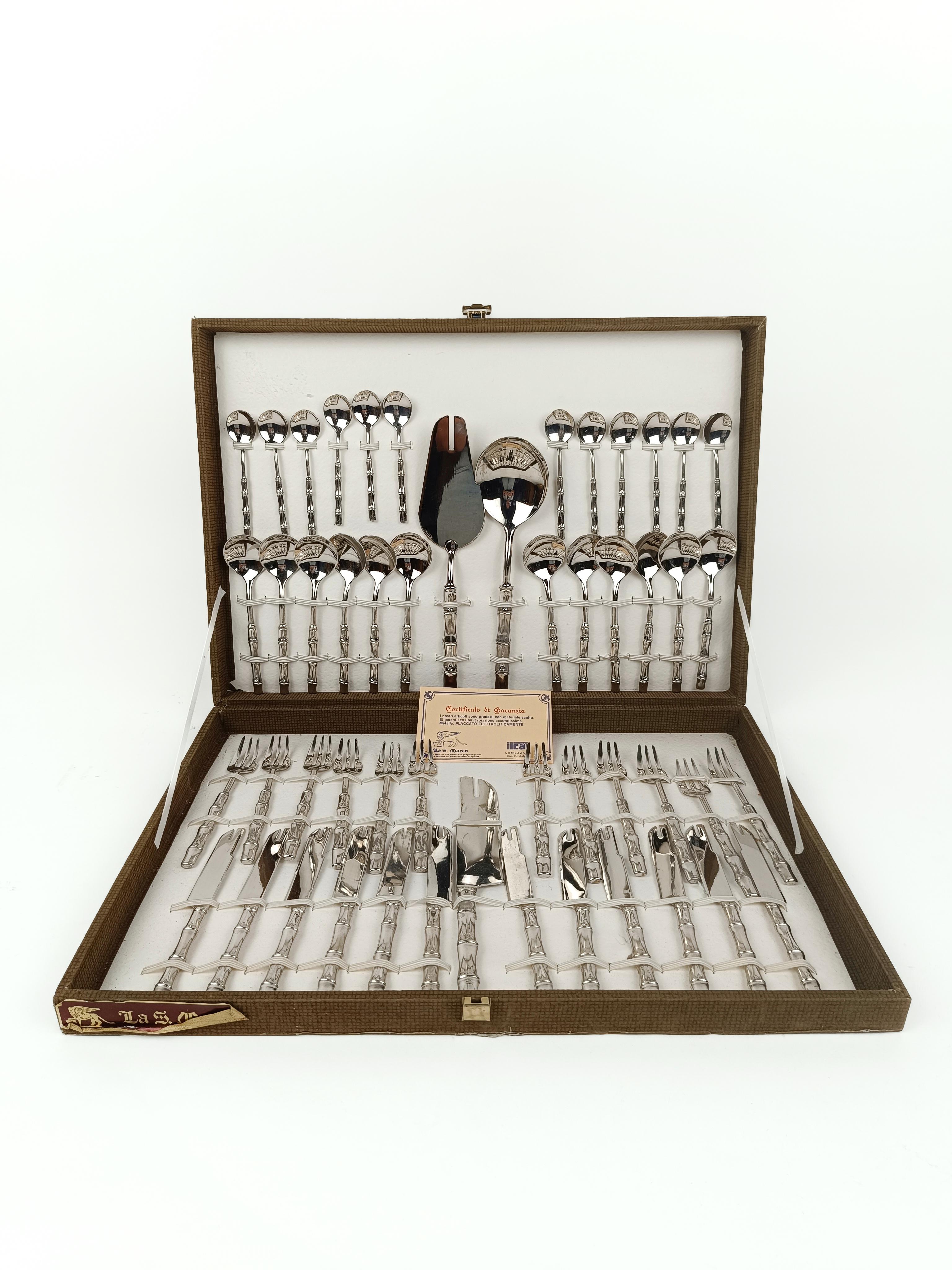 A Mid Century Modern dessert cutlery set made in Italy by the historic cutlery company 