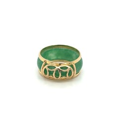Vintage Detachable 14k Yellow Gold Jadeite Jade Band Pinky Ring
