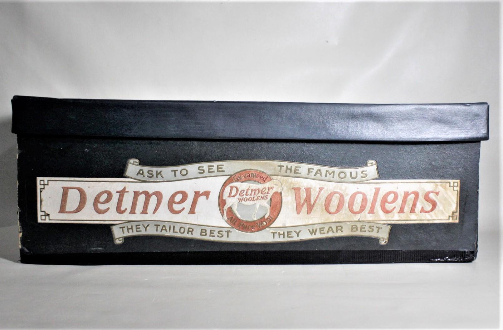 20ième siècle Detmer Woolens vitrine de magasin publicitaire ou boîte d'échantillon de vendeur vintage en vente