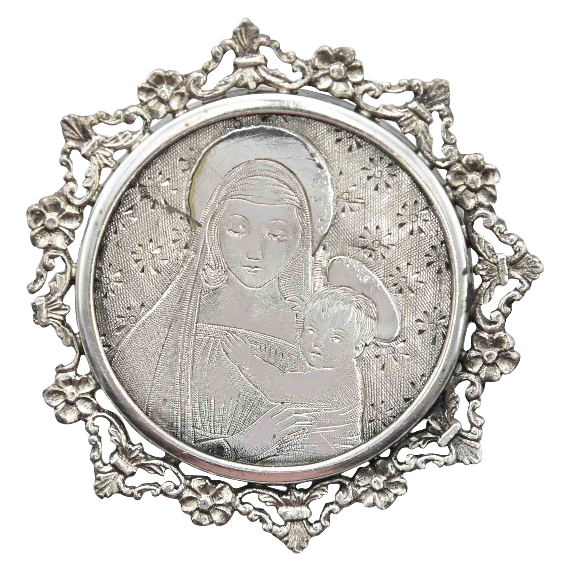 Medalla devocional vintage, principios del siglo XX