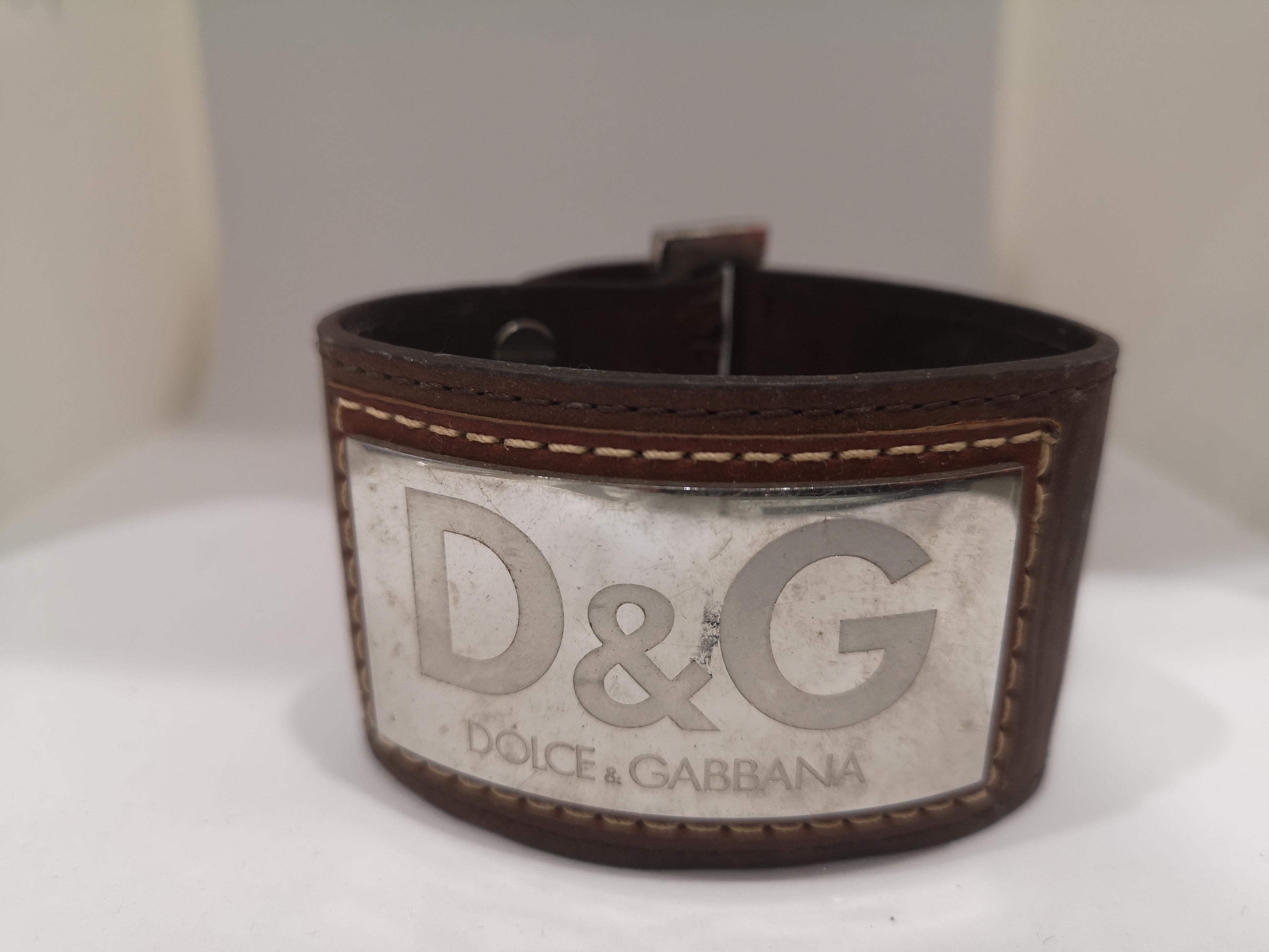 Vintage D&G by Dolce and Gabbana silver Logo brown leather 