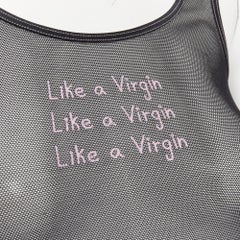 vintage D&G DOLCE GABBANA 1990s Like A Virgin embroidered black mesh tank top S