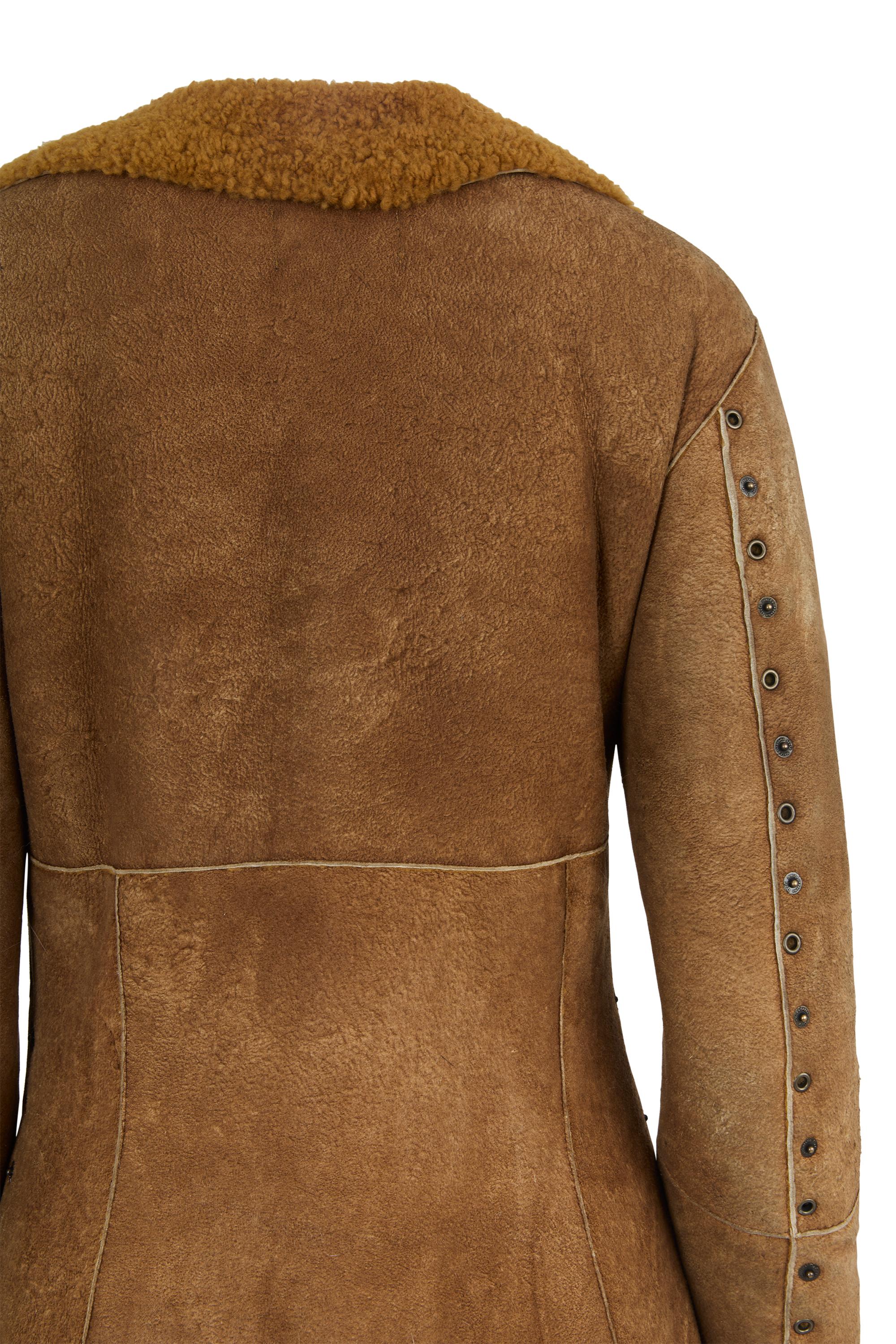 Marron Vintage D&G F/W 2002 Brown Shearling Coat (manteau en peau de mouton) en vente