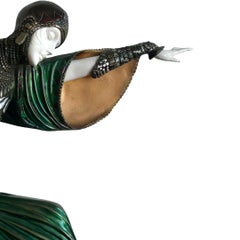 Sculpture thaïlandaise Art Déco D.H Chiparus en bronze/porcelaine sur socle Onyz
