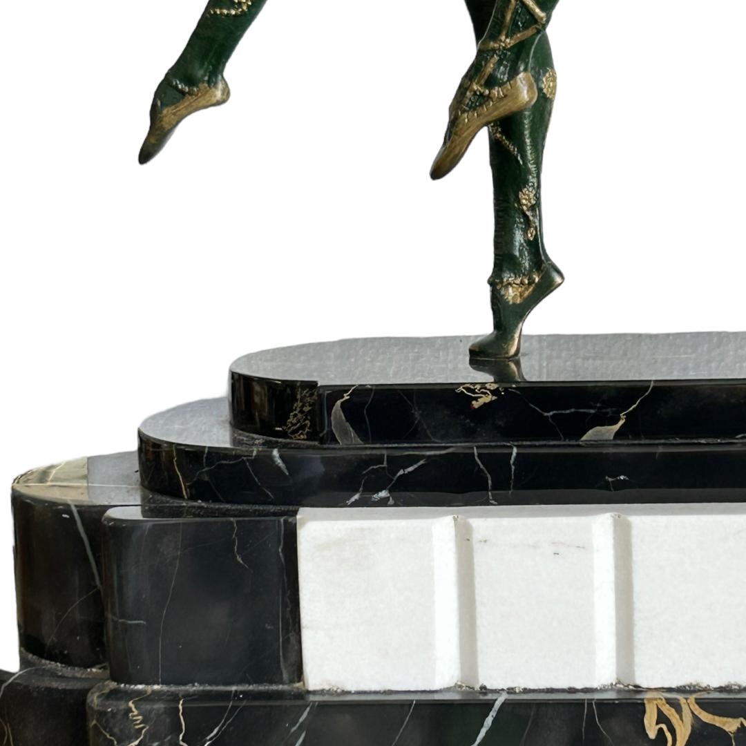 Vintage D.H. Chiparus Art Deco Bronze/Porcelain“Les Girls” Sculpture Marble Base For Sale 2