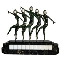 Vintage D.H. Chiparus Art Deco Bronze/Porcelain“Les Girls” Sculpture Marble Base