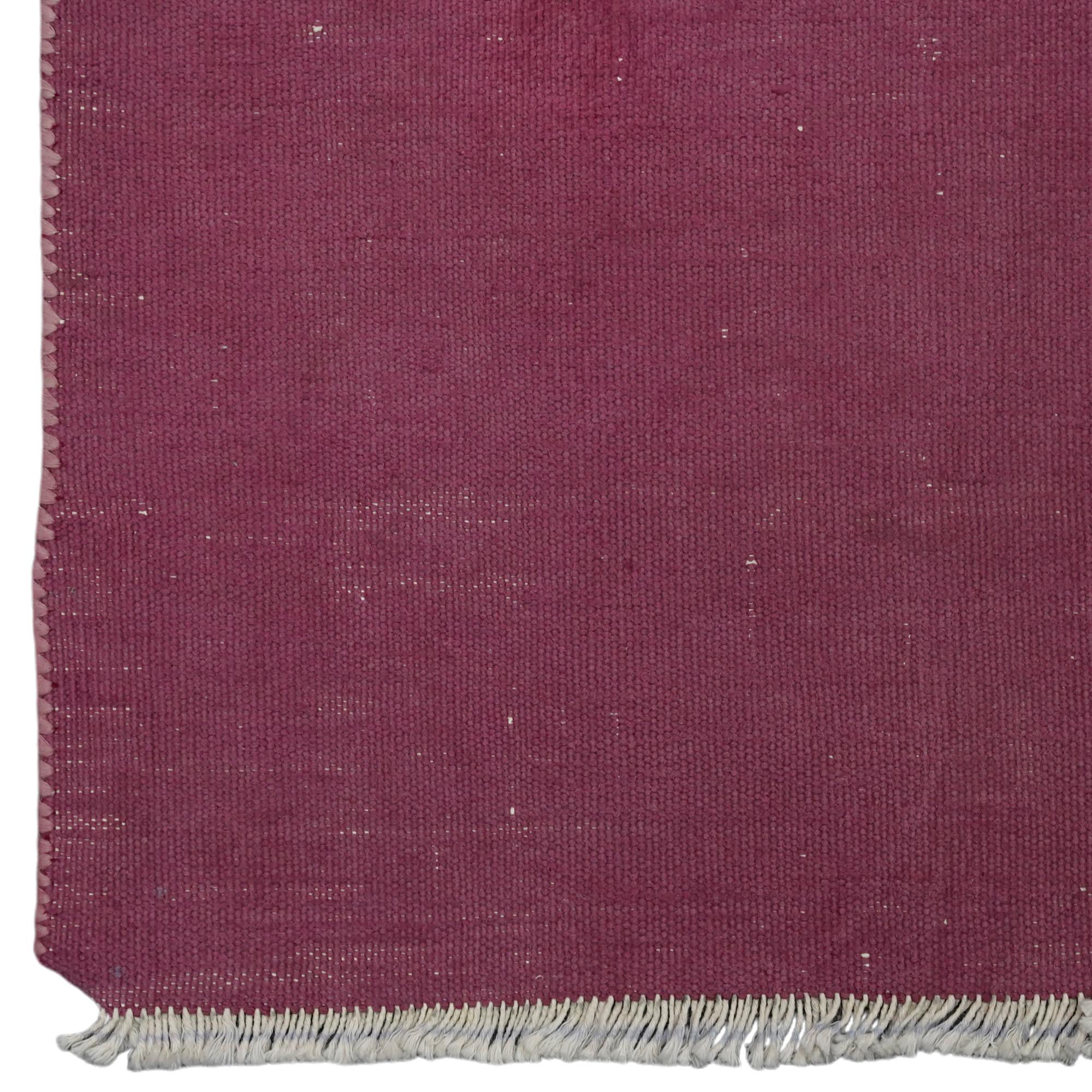Hand-Woven Vintage Dhurrie Extra-Long Runner Rug with Red Geometric Patterns  Rug & Kilim For Sale