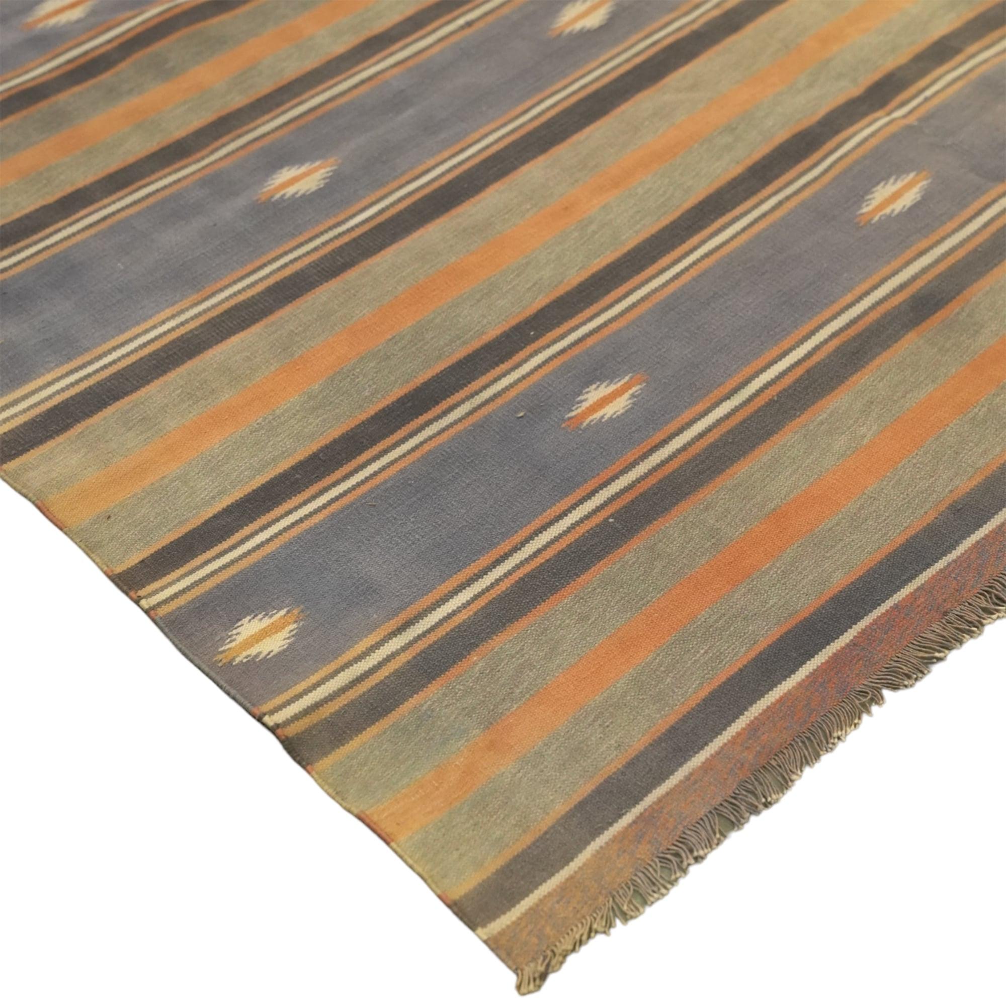 Vintage Dhurrie Geometrischer Teppich in Brown (Kelim) im Angebot