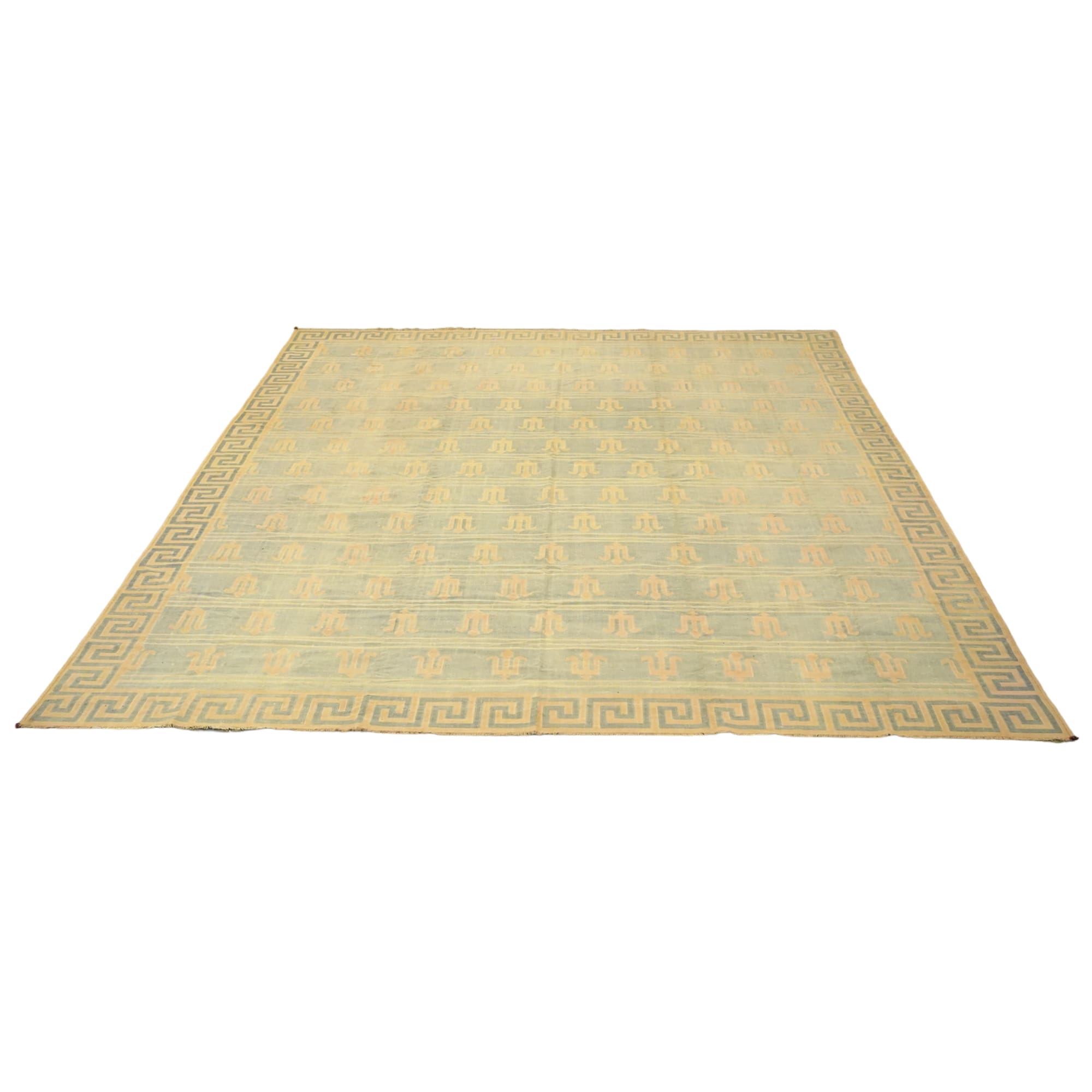 Vintage Dhurrie Geometrischer Teppich in Brown im Angebot