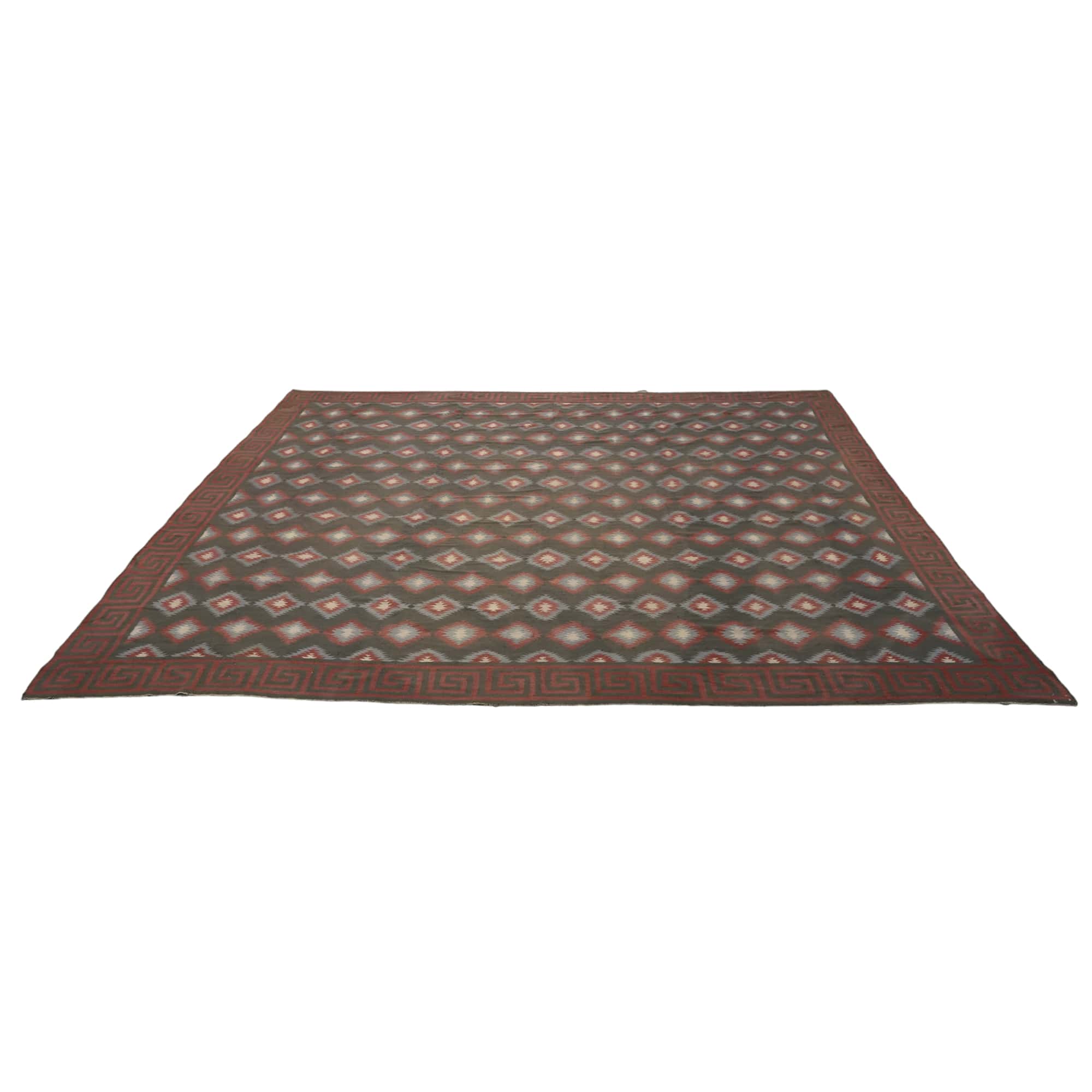 Vintage Dhurrie Geometrischer Teppich in Brown, von Rug & Kilim im Angebot