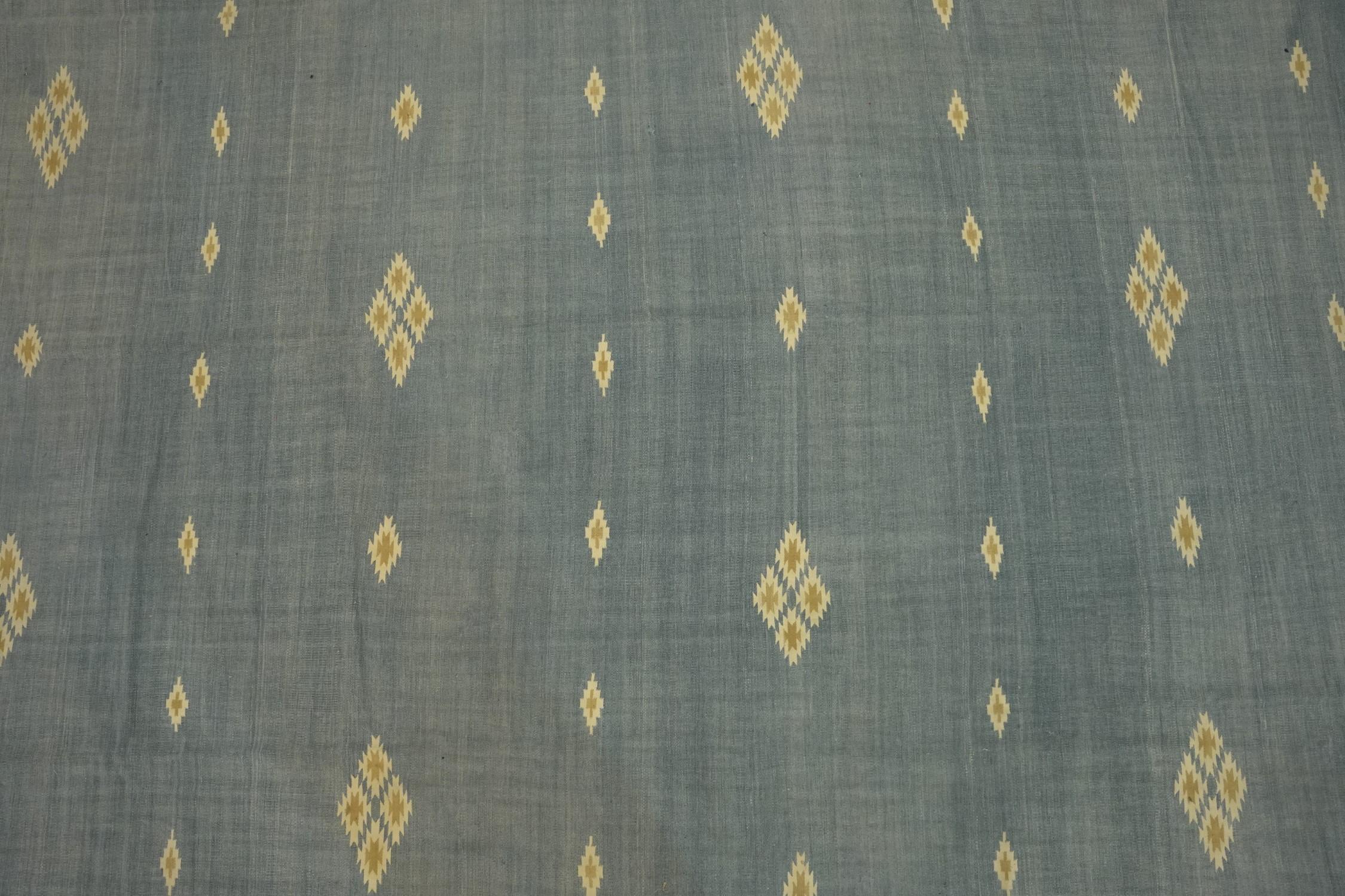 Vintage Dhurrie Geometric Runner Rug in Blue, from Rug & Kilim In Good Condition For Sale In Long Island City, NY