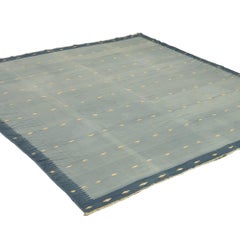 Vintage Dhurrie Geometric Square Rug in Blue from Rug & Kilim