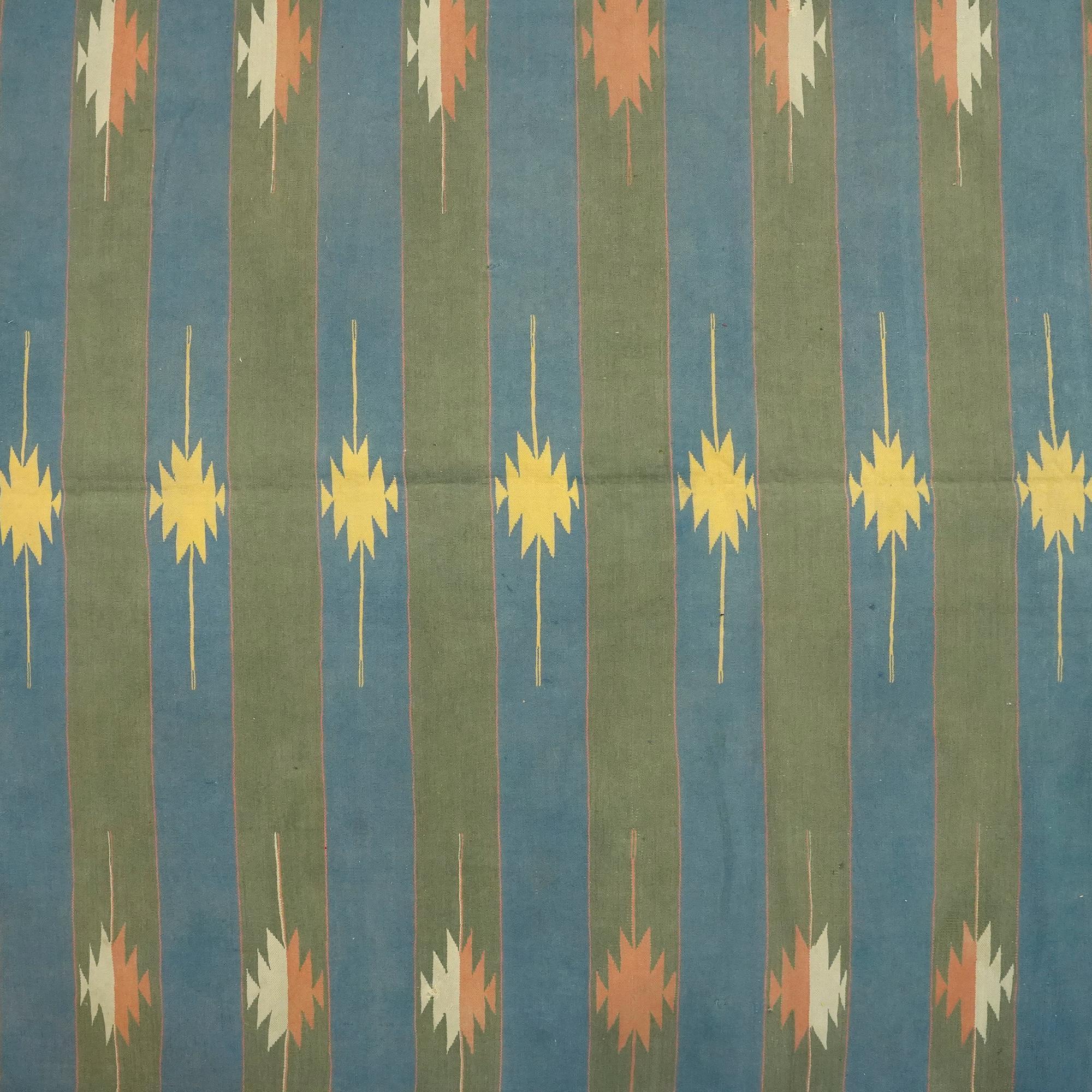 Mid-20th Century Vintage Dhurrie Polychromatic Geometric Rug from Rug & Kilim For Sale