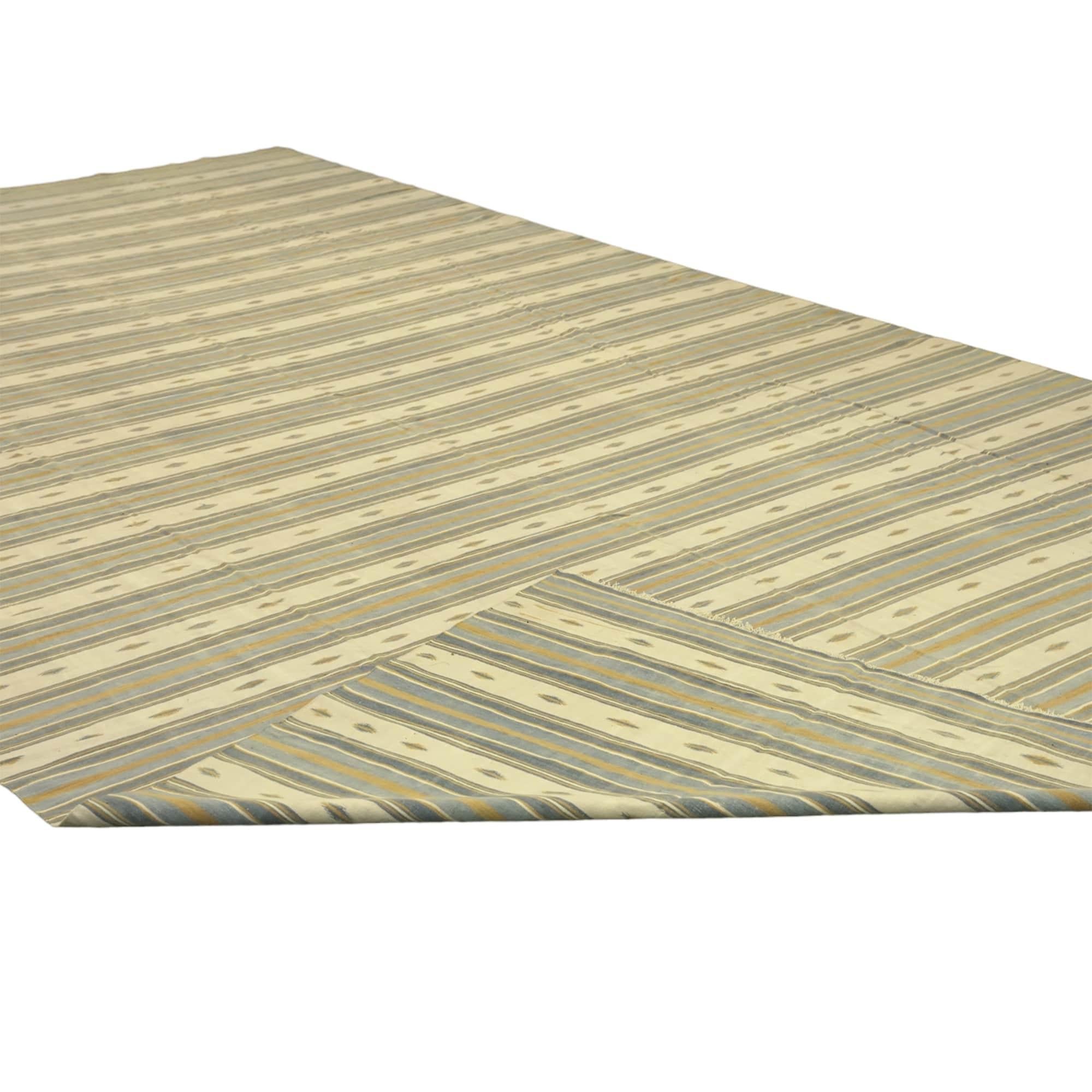 Indian Vintage Dhurrie Rug in Beige-Brownwith Stripes, from Rug & Kilim For Sale
